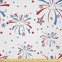 Vista 13 de Ambesonne The Yard, tela floral de estilo Art Nouveau, flores de amapola retro primavera verano jardín pétalos de follaje, tela de microfibra