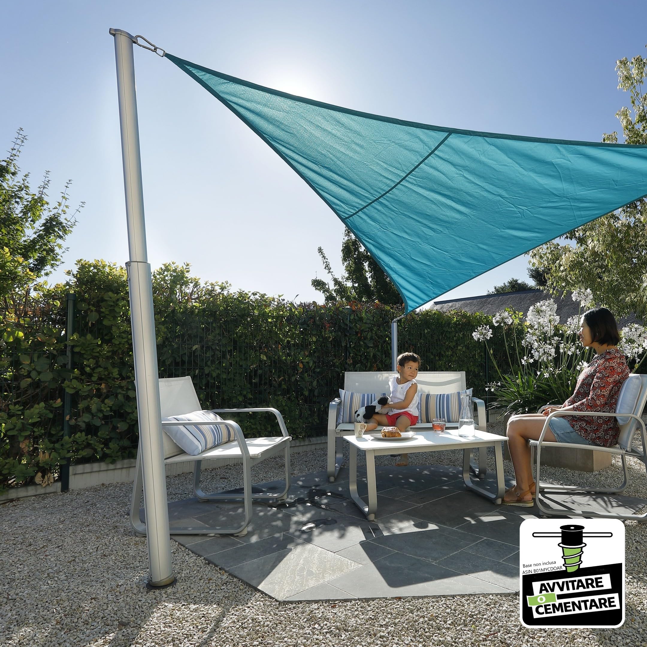 Palo per Vela Ombreggiante in Alluminio Gard&Rock. Telescopico e Removibile | Supporto per ogni terreno – Si inserisce nella Base di Ancoraggio (non incl.) – Salvaspazio – Terrazza, giardino e piscina