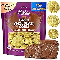 Vista 7 de Madelaine Monedas de chocolate dorado – Rellenos de cesta de caramelos envueltos individualmente – Tamaños surtidos 4 Oz Monedas de chocolate dorado