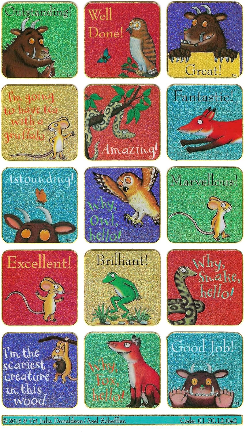 Paper Projects 01.70.12.042 The Gruffalo Sparkly Reusable Reward Stickers - Official Licensed Product - Reusable on Non-Porous Surfaces