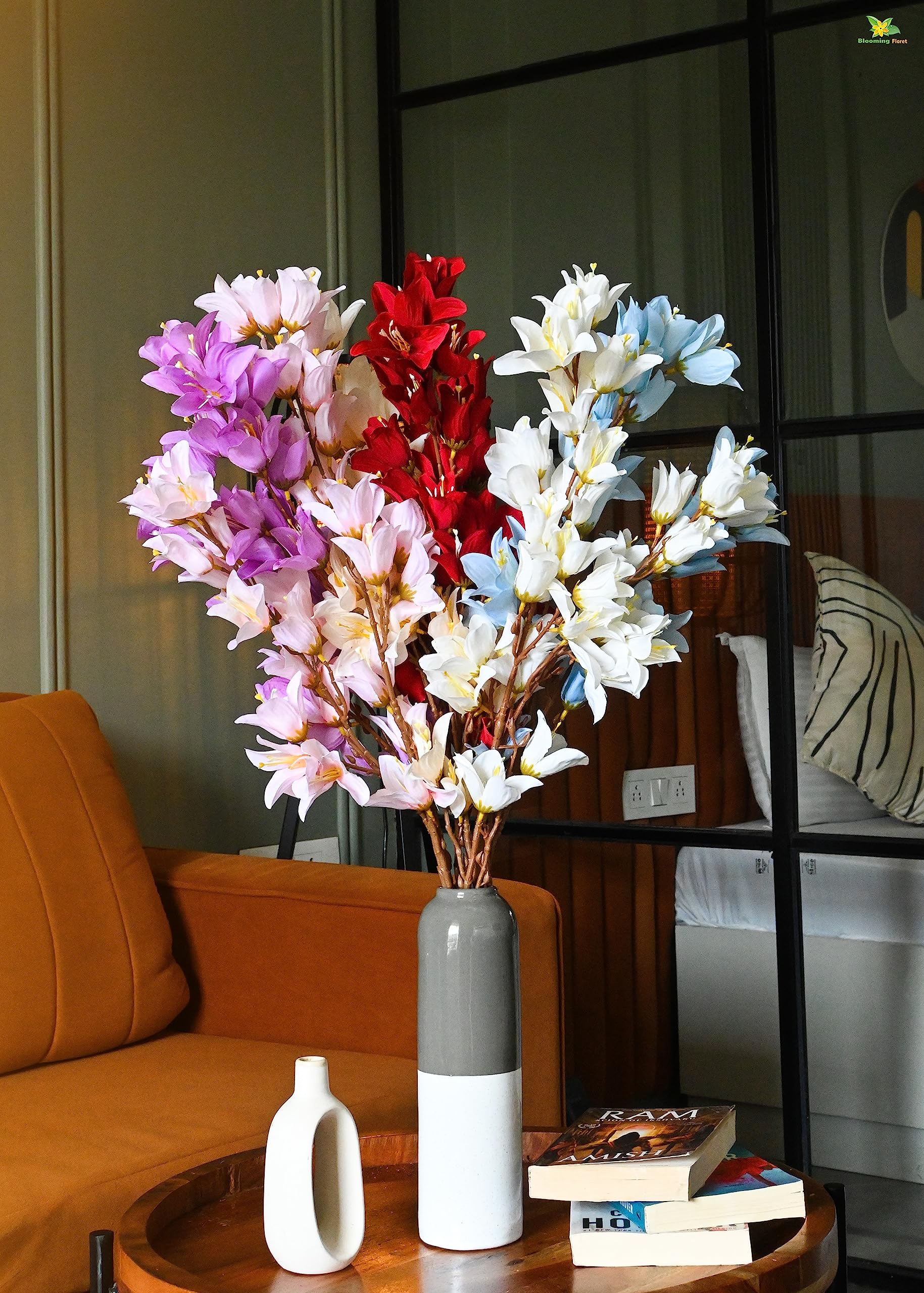 Blooming Floret Artificial Southern Magnolia Flower Bunch 90 cm for Home Decor/Office Decor/Gifting | 6 Sticks | 6 Attractive Colors | Ornamental Flowers | Natural Looking | Dust-Proof