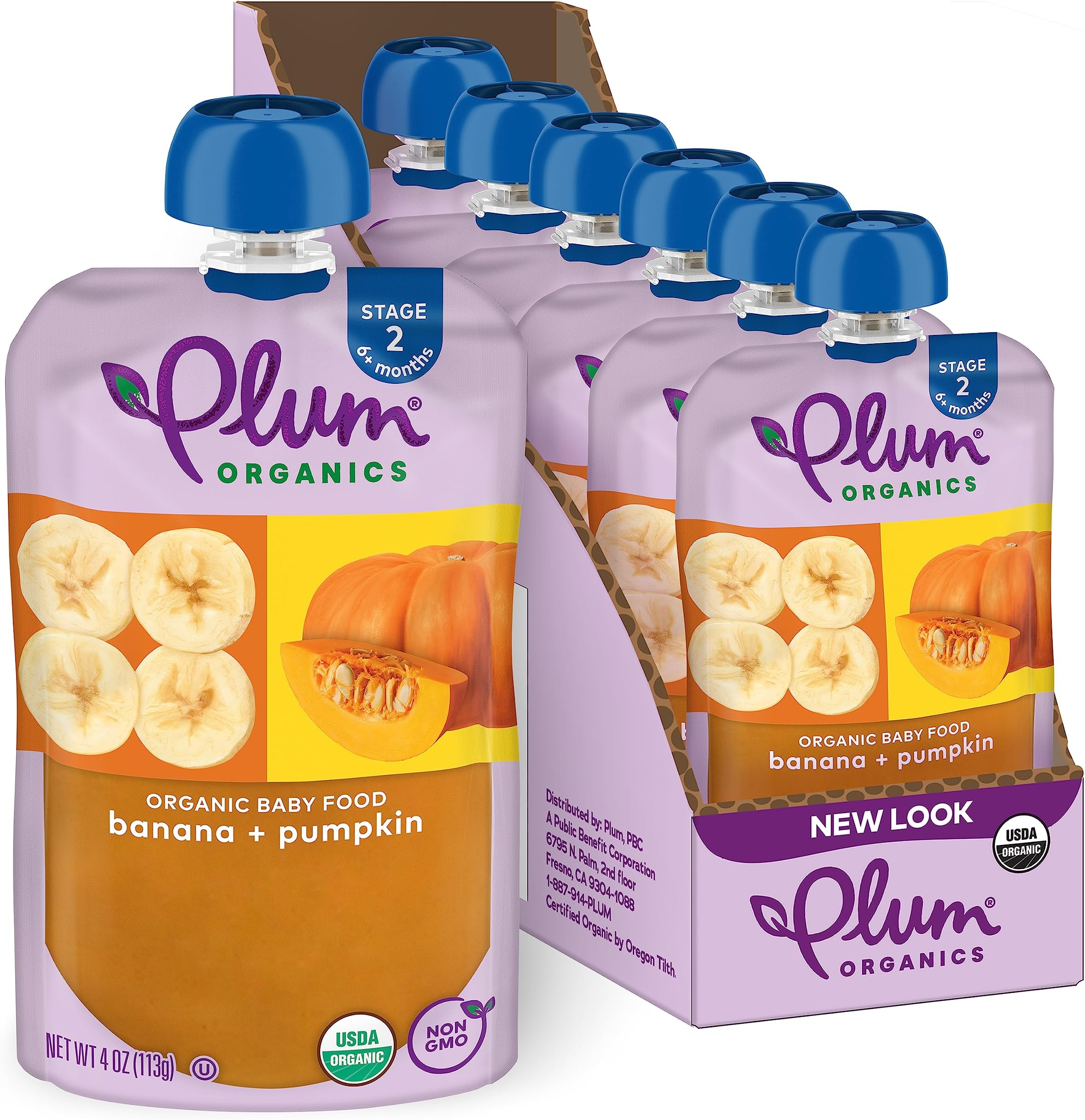 Stage 2, Organic Baby Food, Banana and Pumpkin, 4 Ounce Pouch (Pack of 6)