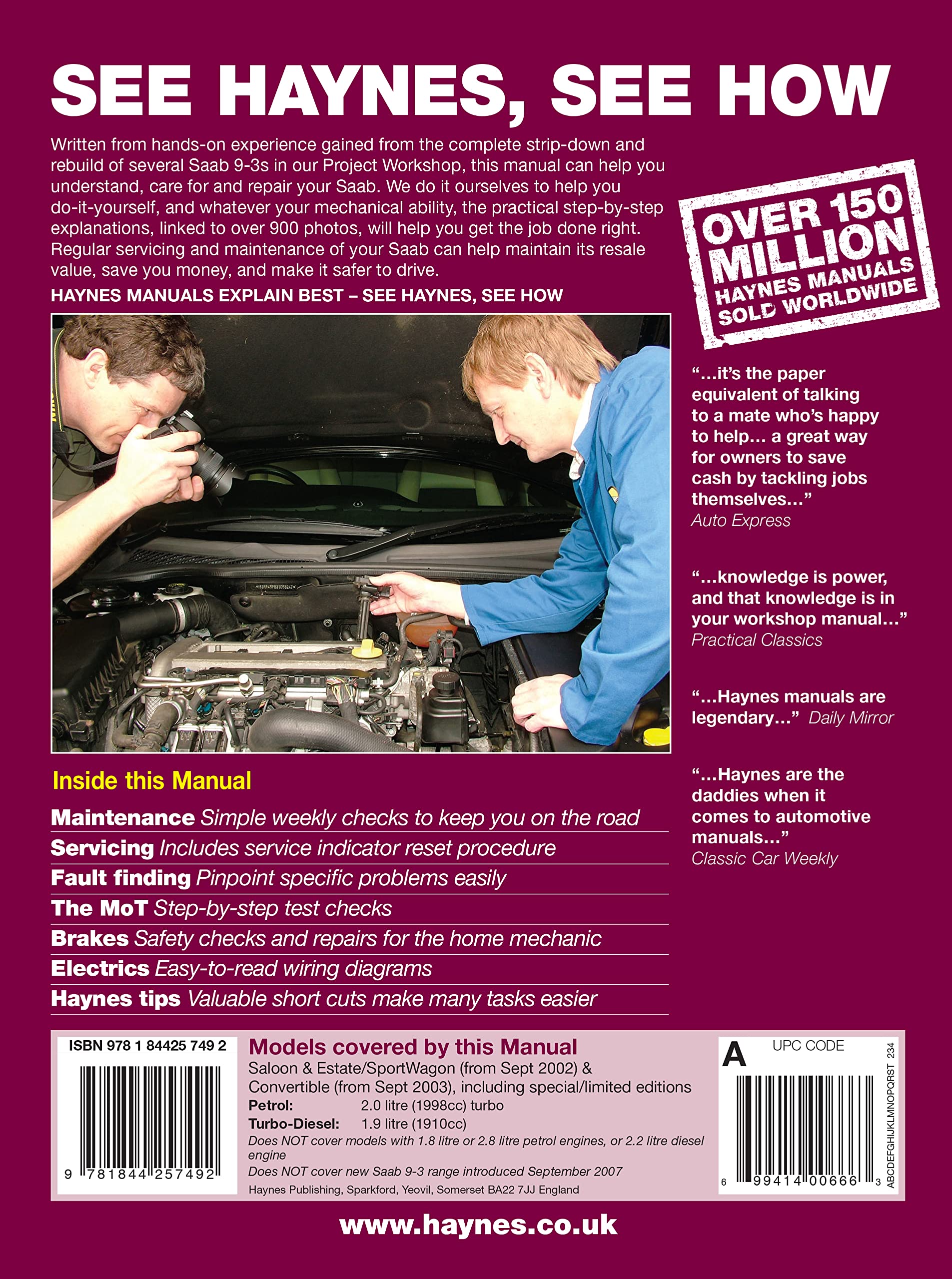 Saab 9-3 Petrol & Diesel (Sept 02 - Sept 07) Haynes Repair Manual: 45109