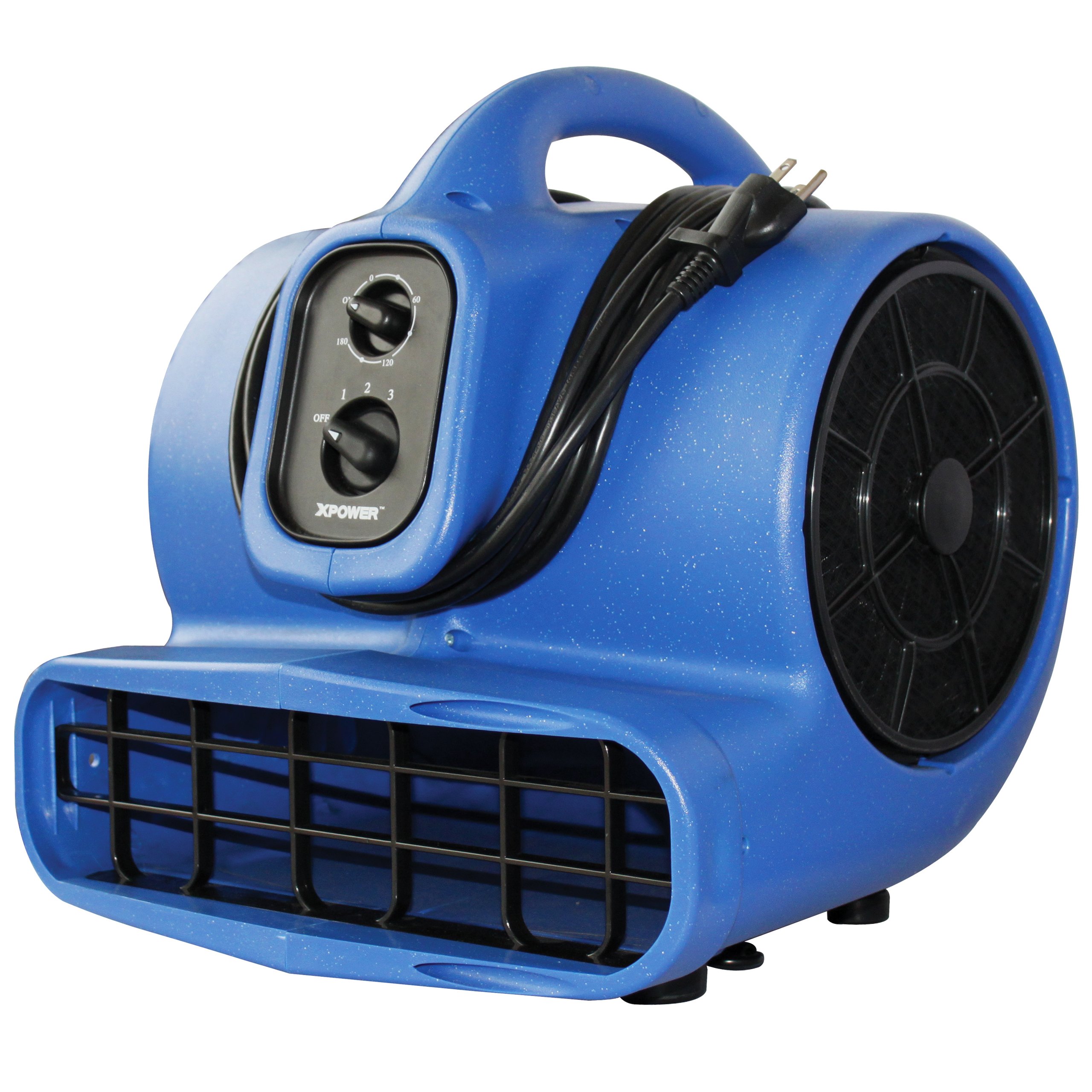 XPOWER X-800TF 3/4 HP Air Mover, Carpet Dryer, Floor Fan, Utility Blower - with 3-Hour Timer and Filter Kit- Blue