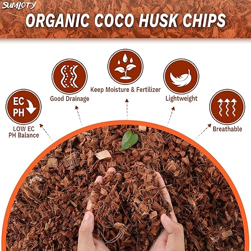 Miniatura 2 de SUMLOTY Cocount - Paquete de 3 chips de cáscara de coco orgánico de 3.3 libras con baja EC y pH equilibrado, sustrato de coco de alta expansión,