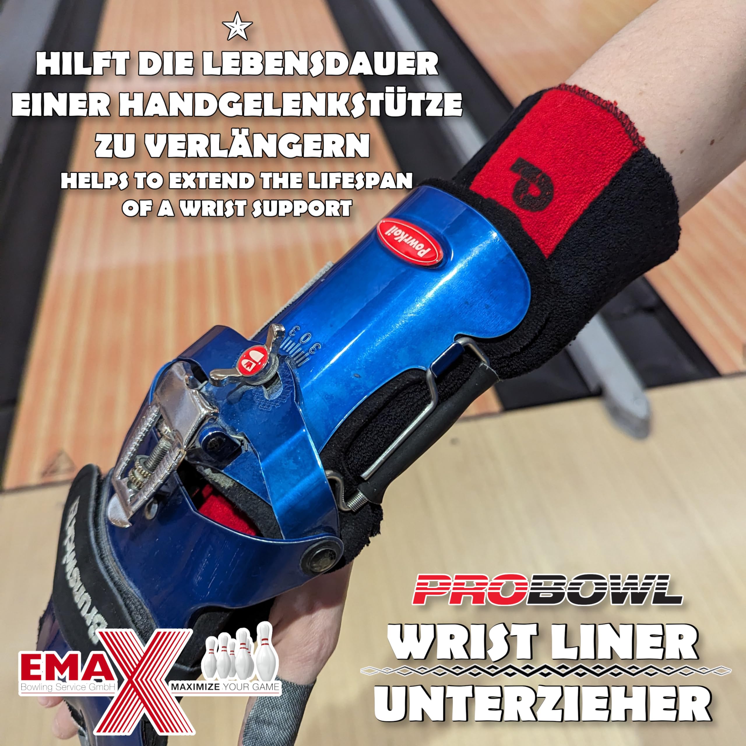 EMAX | Pro Bowl – Wrist Liner – Parte inferior para apoyo de muñeca de bolos | Guante inferior | Protector de muñeca | Accesorios para bolos