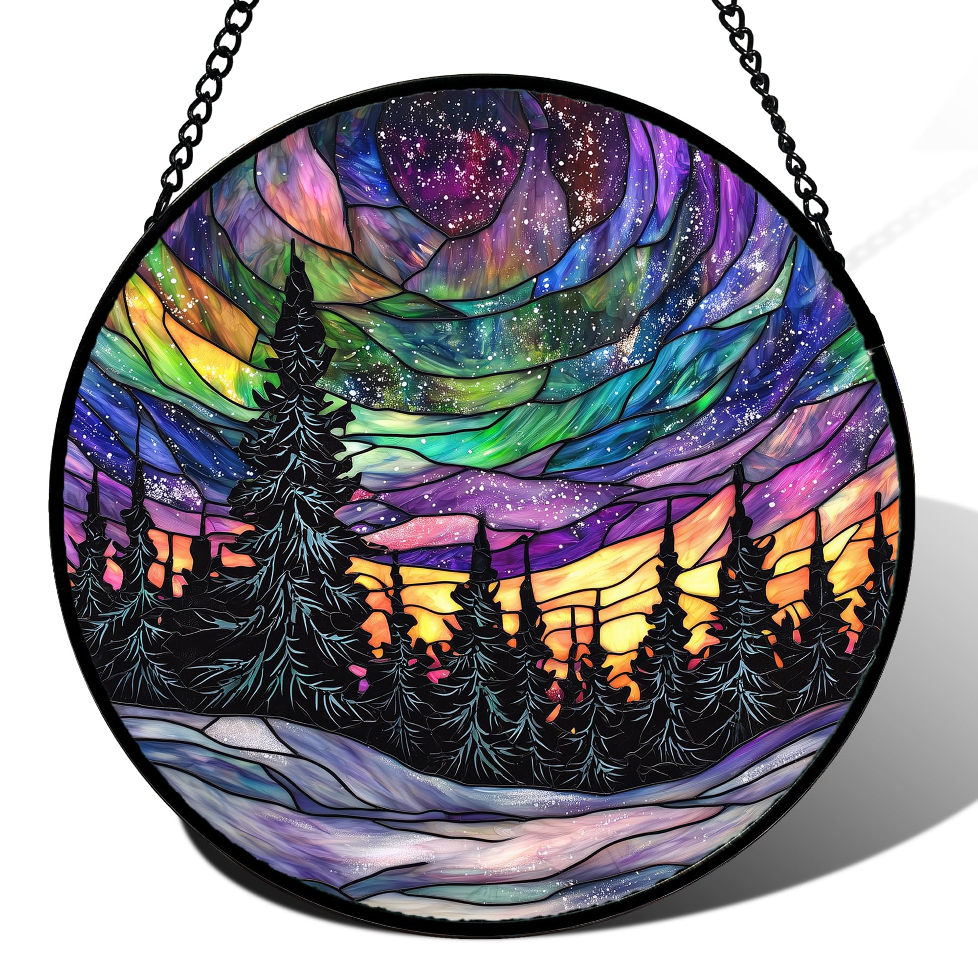 Van Gogh Night Scene Stained Glass Window Hanging Suncatcher Gifts 15"