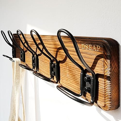 Miniatura 7 de Dseap Perchero para colgar en la pared, resistente, rústico, con 5 ganchos de alambre para ropa, sombrero, chaqueta, toalla, RusticWire, G25A,