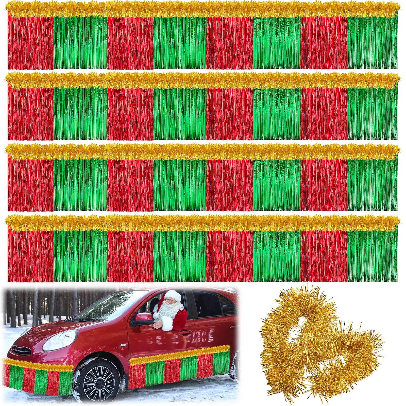 Guirlande torsadée de Noël Juexica brillante en lot de 10 pièces rouge vert et doré
