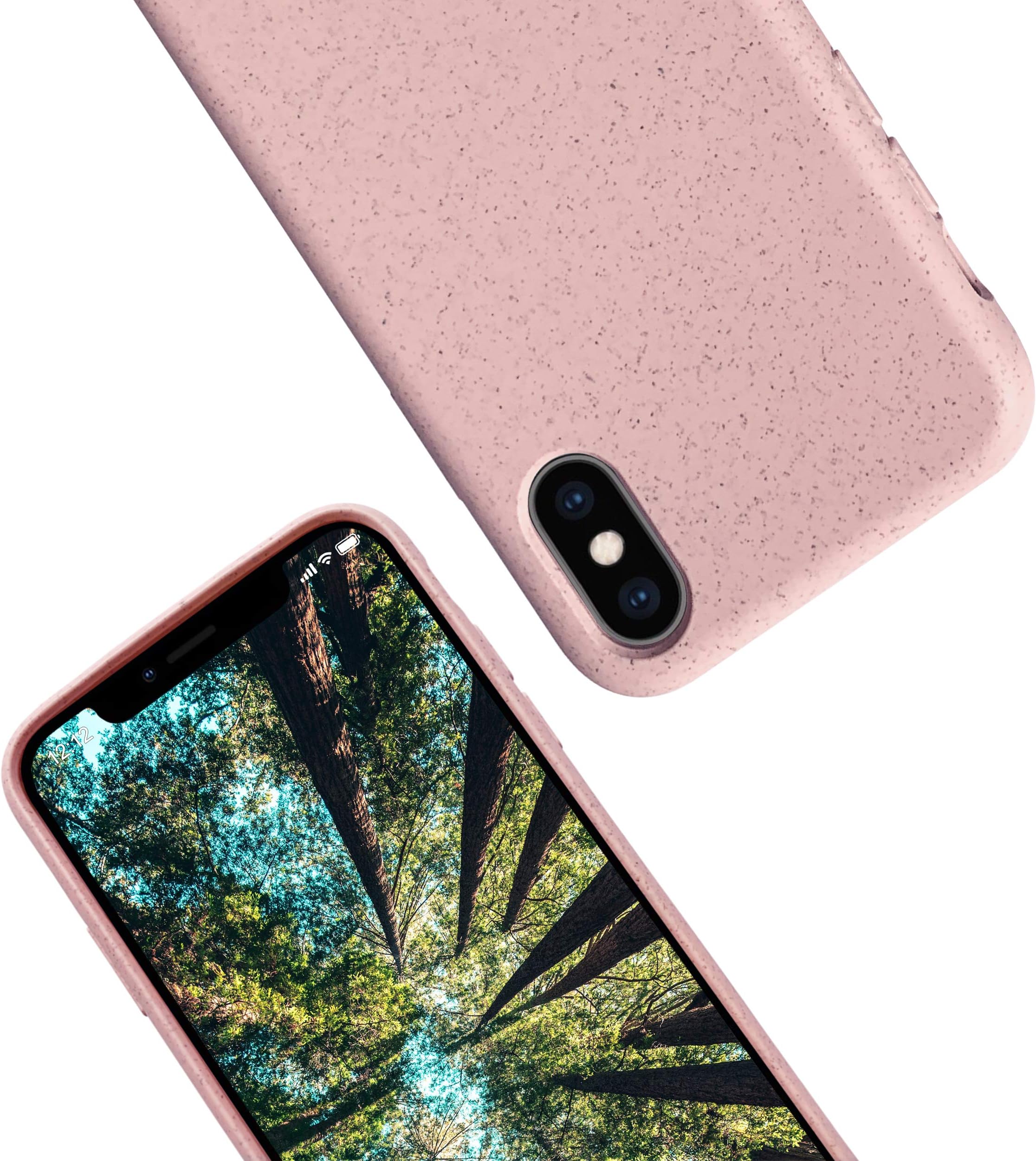 eplanita Eco Mobile Phone Case Compatible with iPhone X/XS, Plant Fibre, Drop Protection Cover, Durable and Sustainable (for iPhone XS/X, Pink)