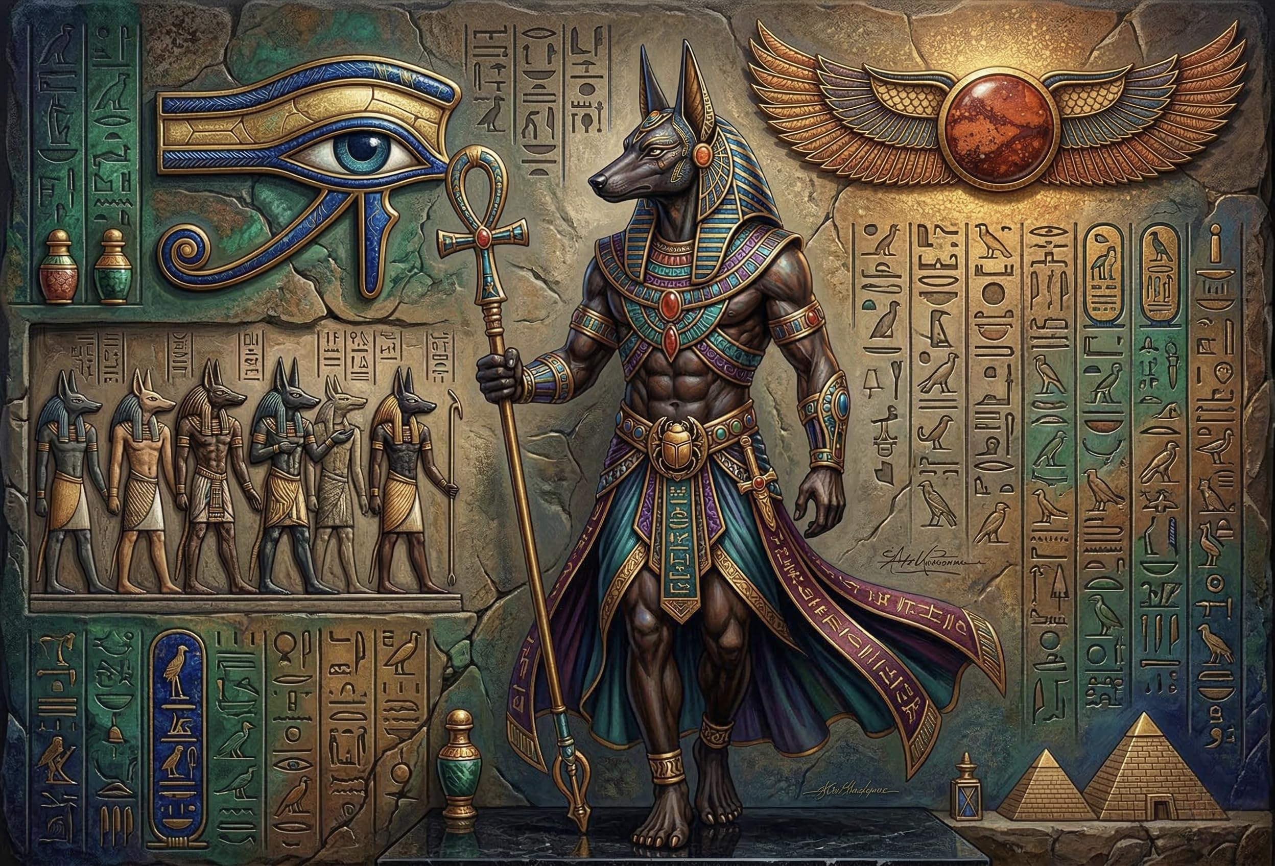 Egypt God Anubis Puzzle 1000 Pieces, Display Gift for Adults and Families
