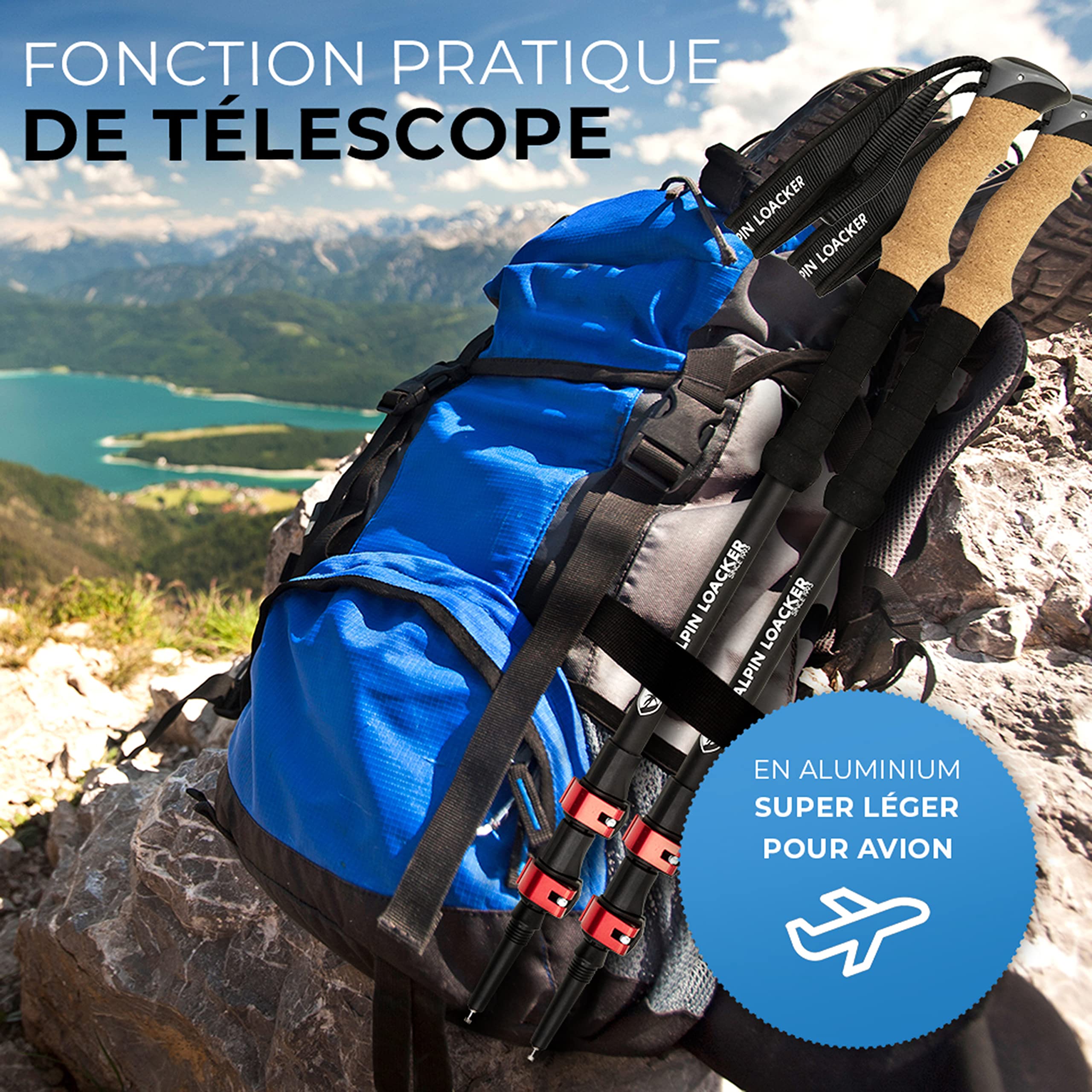 ALPIN LOACKER Bâton de Marche Télescopique Retractable & Accessoires I Nordique Walking Poles I Trekking Ski I Randonnée I en Aluminium ou Carbone Ultraléger Unisex