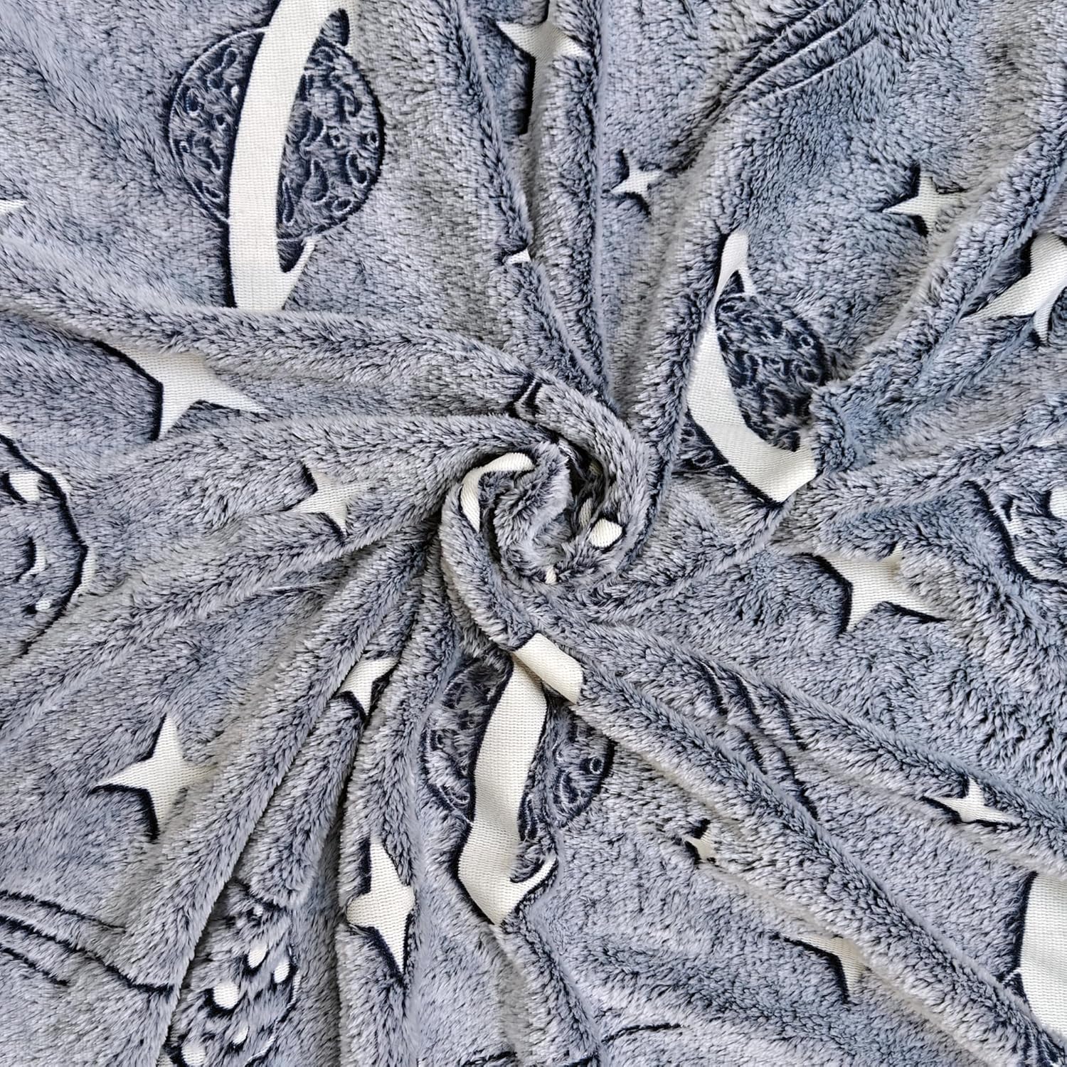 Space Blanket Super Soft Glow in The Dark Planets and Stars Throw Lightweight Glowing Bed Blankets Gifts for Kids Adults Couch Bed (48"x 60", Glow Space) - Image 5