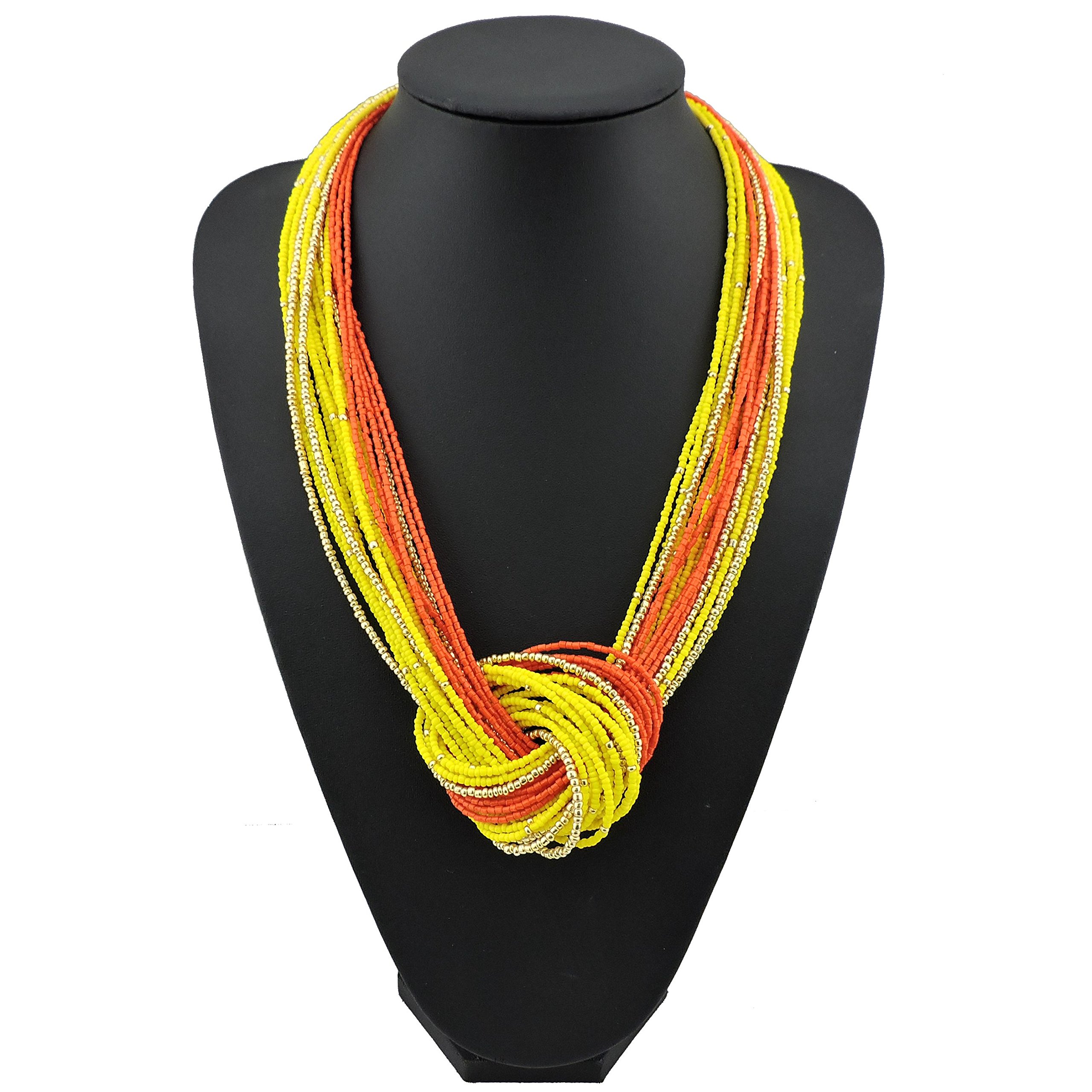 Bocar Seed Beads multistrato Chunky Bib Statement Knot collana (NK-10316)