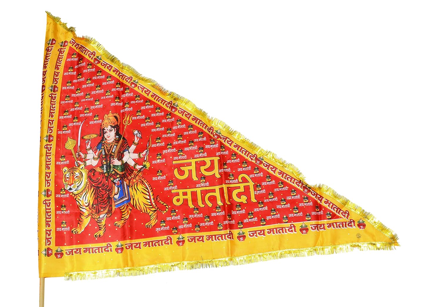B4U TRADERS Jai MATA Di Flag Jhanda Triangle Outdoor Flag : Amazon.in ...
