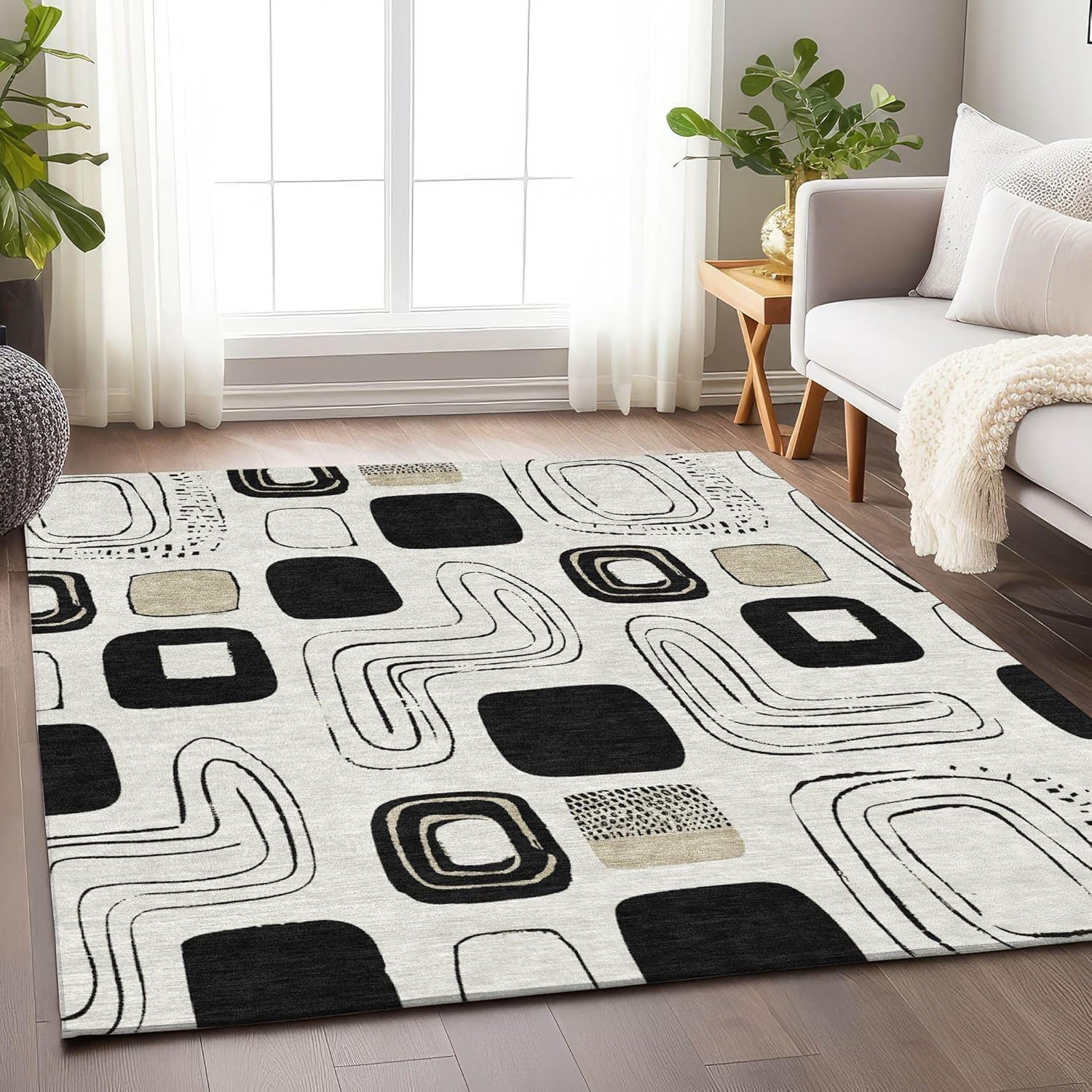 addison rugs chantille acn1670 ivory 5' x 7'6" indoor/outdoor, machine washable, easy clean, non shedding, bedroom, living room, dining room, kitchen, patio rug ivory 5' x 7'6" (rectangular)