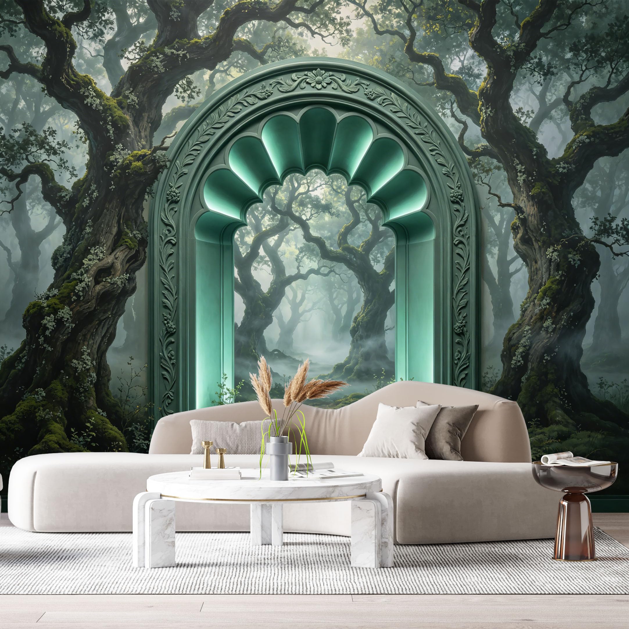 Custom Size Wall Murals Mystical Forest Archway Ethereal Path 3D Trompe L'Oeil SelfAdhesiveWall Fabric Removable Wallpaper Wall Decor for Living Room Bedroom Bathroom
