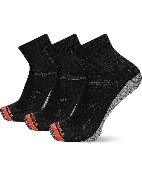 Merrell unisex-adult Men's and Women's Lightweight Work Ankle Socks - 3 Pairs - Repreve With Durable Reinforcement