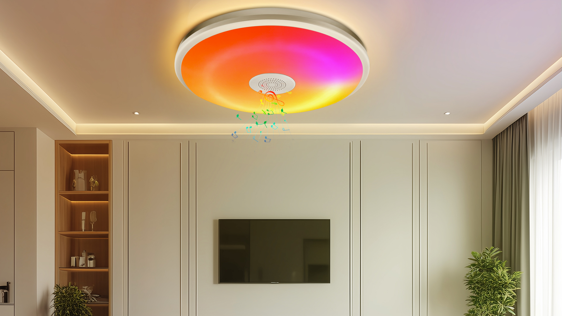 Lámpara LED De Techo Con Música Y Luces RGB - 40 Cm, Control Por Voz Alexa Y Bluetooth