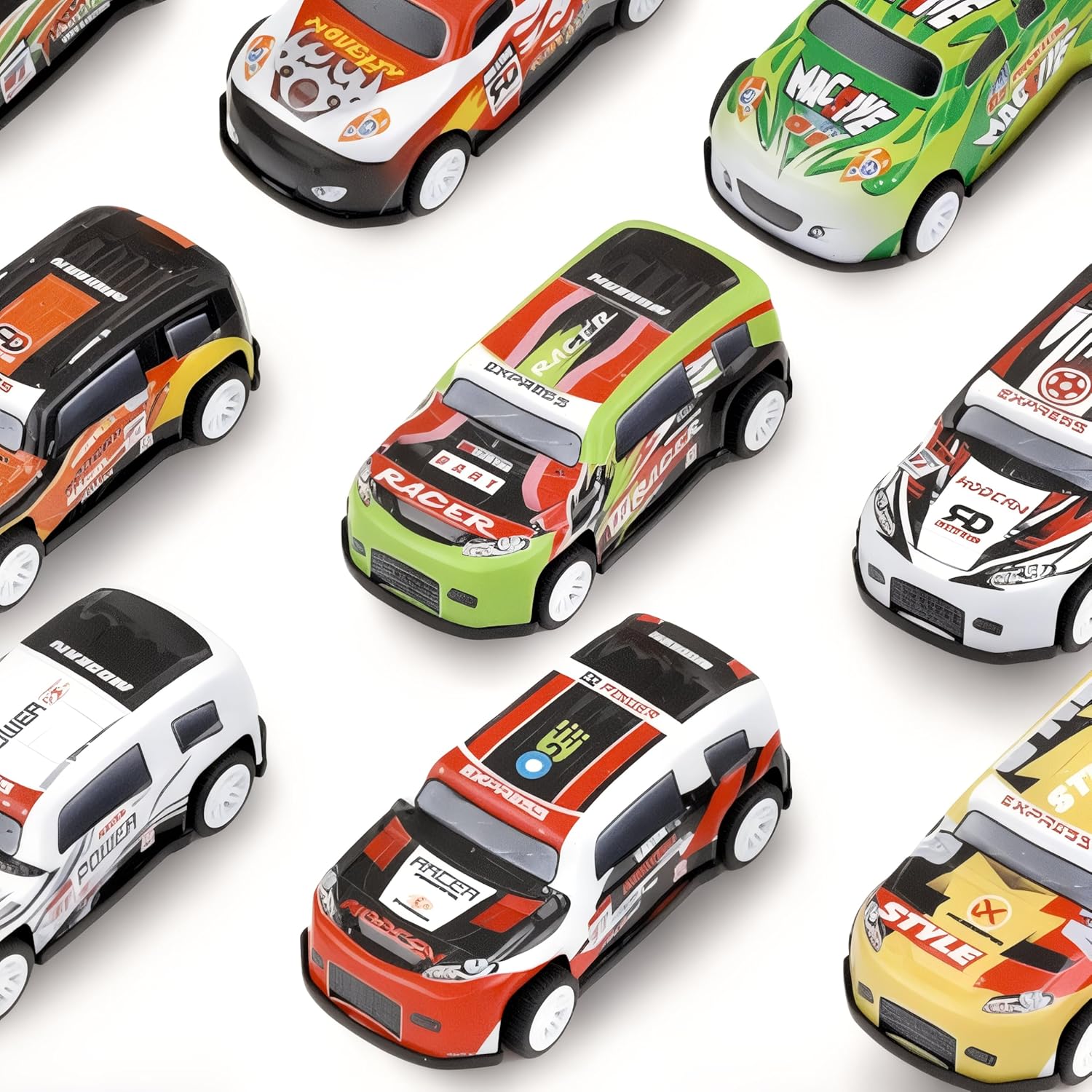 Liberty Imports 50-Pack Pull Back Cars for Kids, 1:64 Scale Mini Car Toys Bulk Metal Race Vehicles in Storage Bucket - Party Favors Goodie Bag Stuffers Classroom Prizes for Boys Girls Toddlers