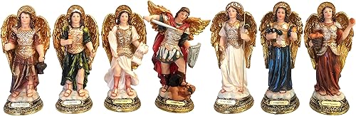 6inch Siete Arcángeles Estatua Nuevo Coming Conjunto Completo De Siete Ángeles Set Collection Santa figura decorativa religiosa decoración Pascua