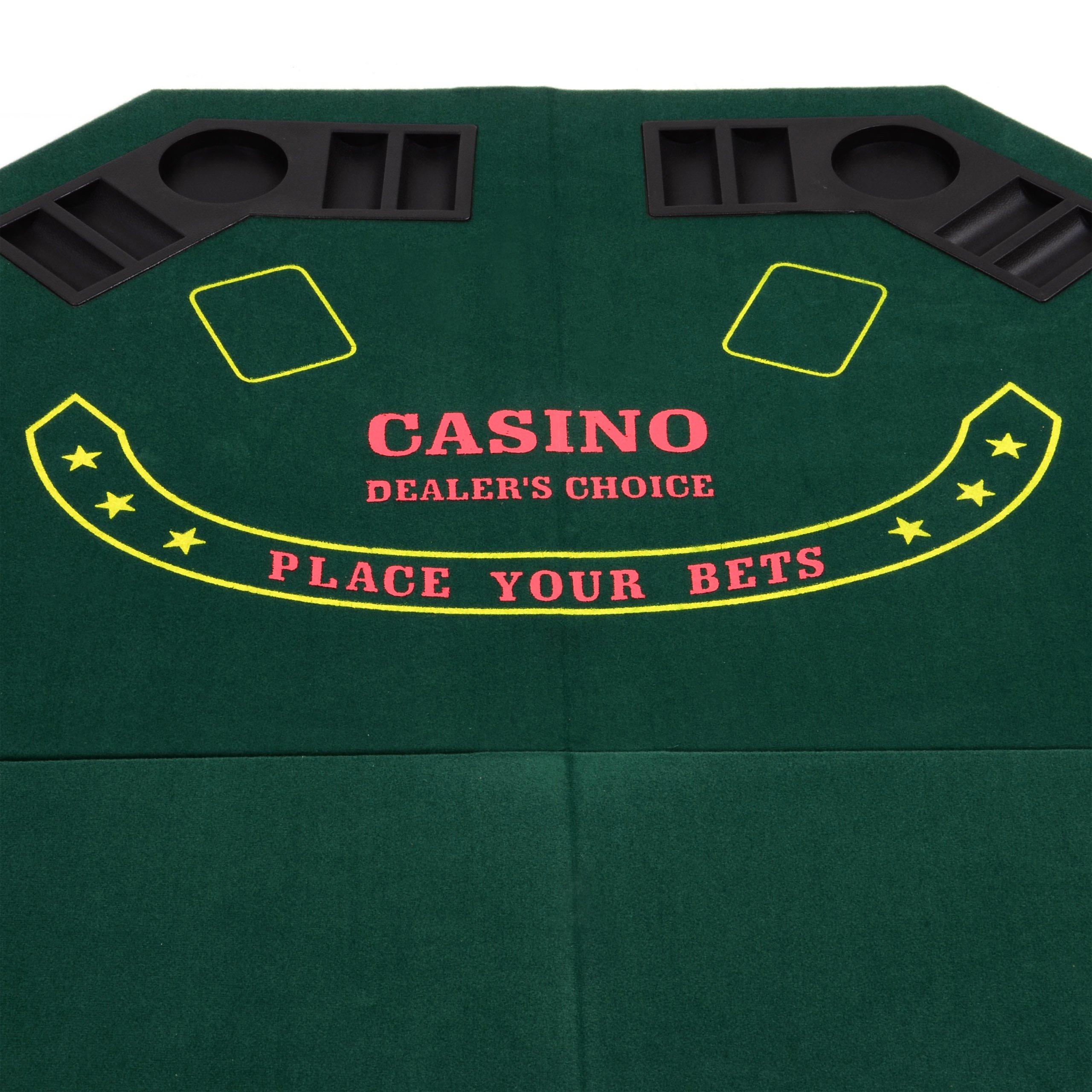 Nexos Trading Faltbare Tischauflage Casino Pokertisch Pokerauflage achteckig Holzverstärkt klappbar 120 x 120 cm Chiptray Getränkehalter inkl. Tragetasche