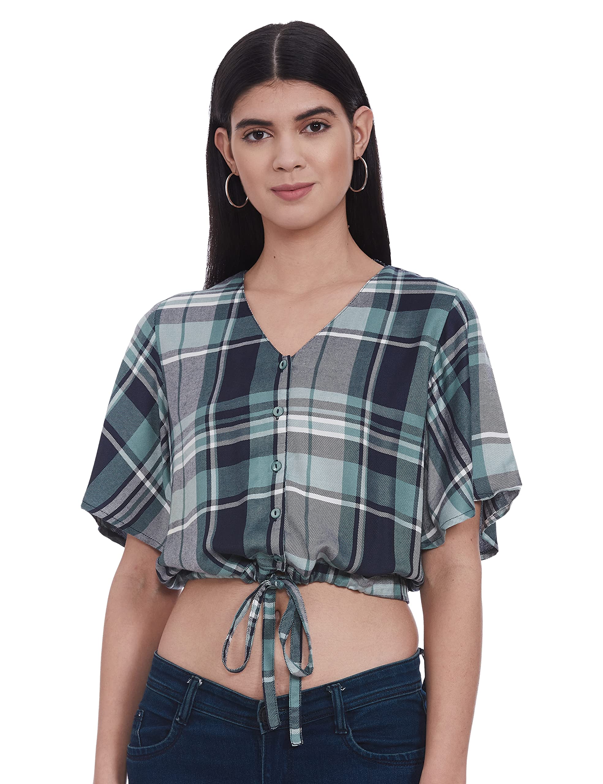 marie claire Women's Checkered Regular Fit Blouse-picture-26