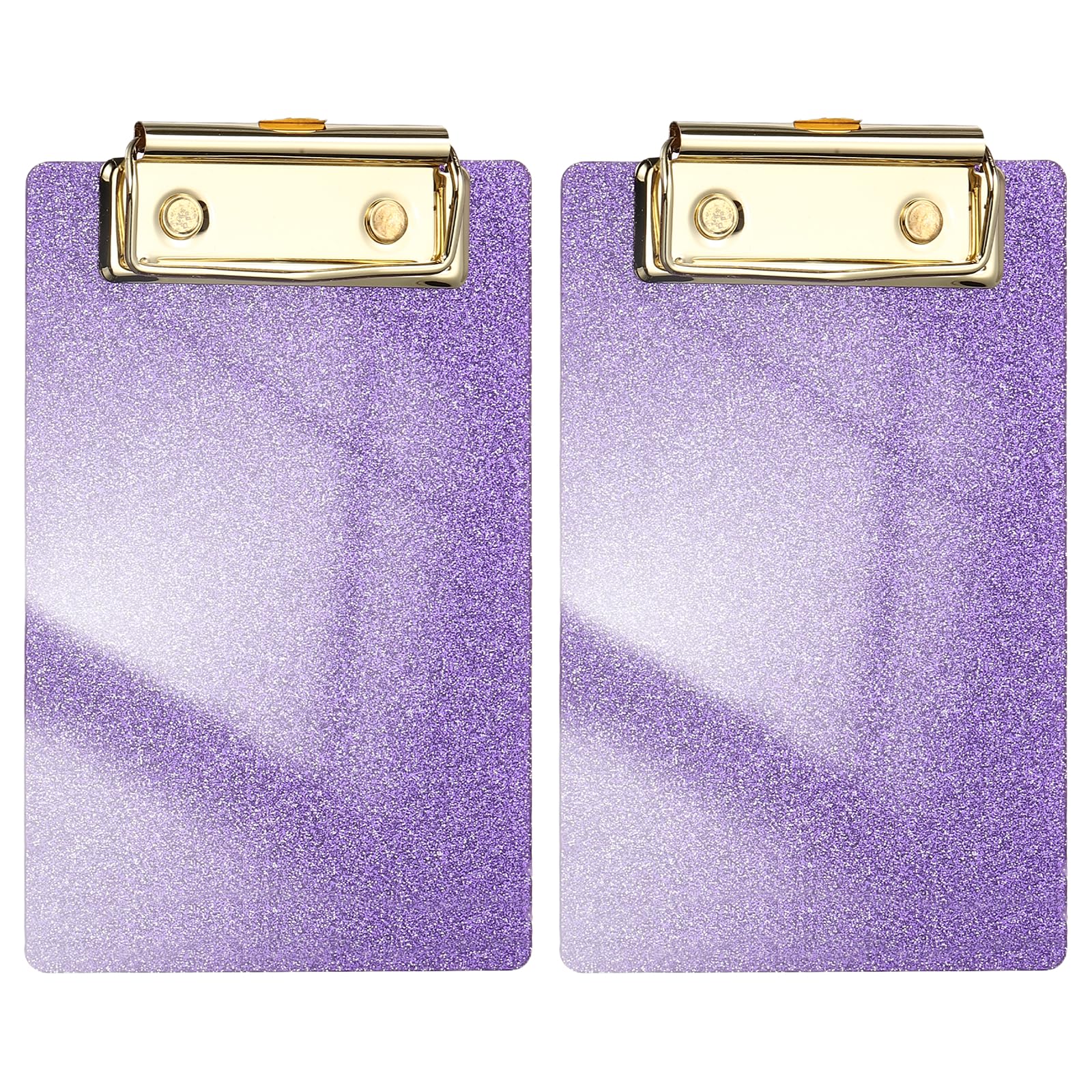 PATIKIL 2 Pcs Acrylic Clip Boards, 150mm x 100mm A6 Purple Stylish Acrylic Clipboards Glitter Design Cute Clip Boards Office Supplies for Restaurant Shop Store Note Sign Holder