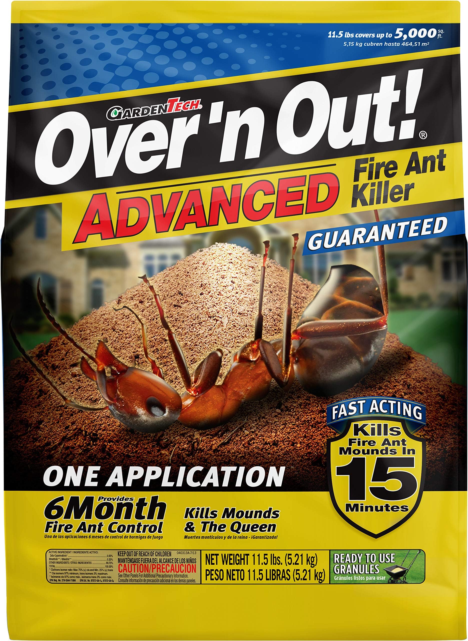 Over 'N Out! Advanced 6 Month Control Fire Ant Killer Granules, 11.5 lb., Covers 5000 sq. ft.