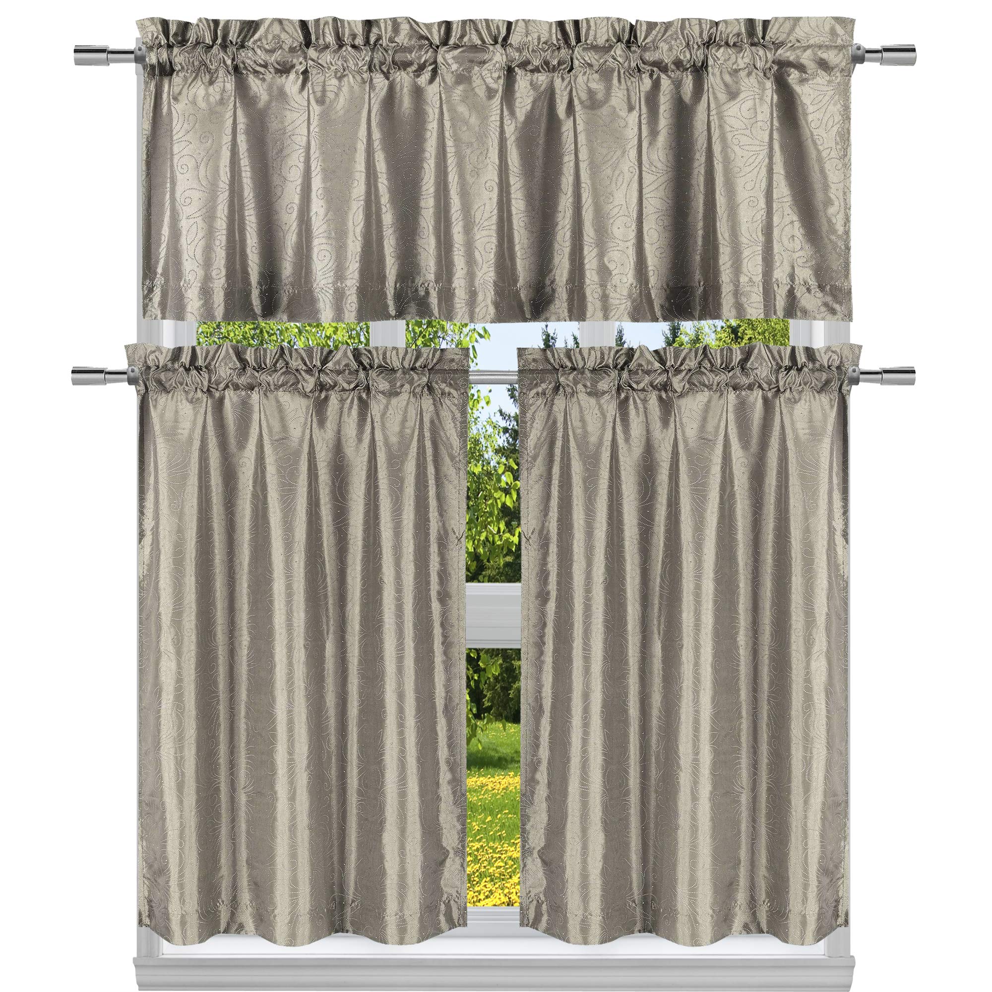 Duck River Textile Minka Solid 56 in. W x 16 in. L Kitchen Curtain & Tier Set in Parchment