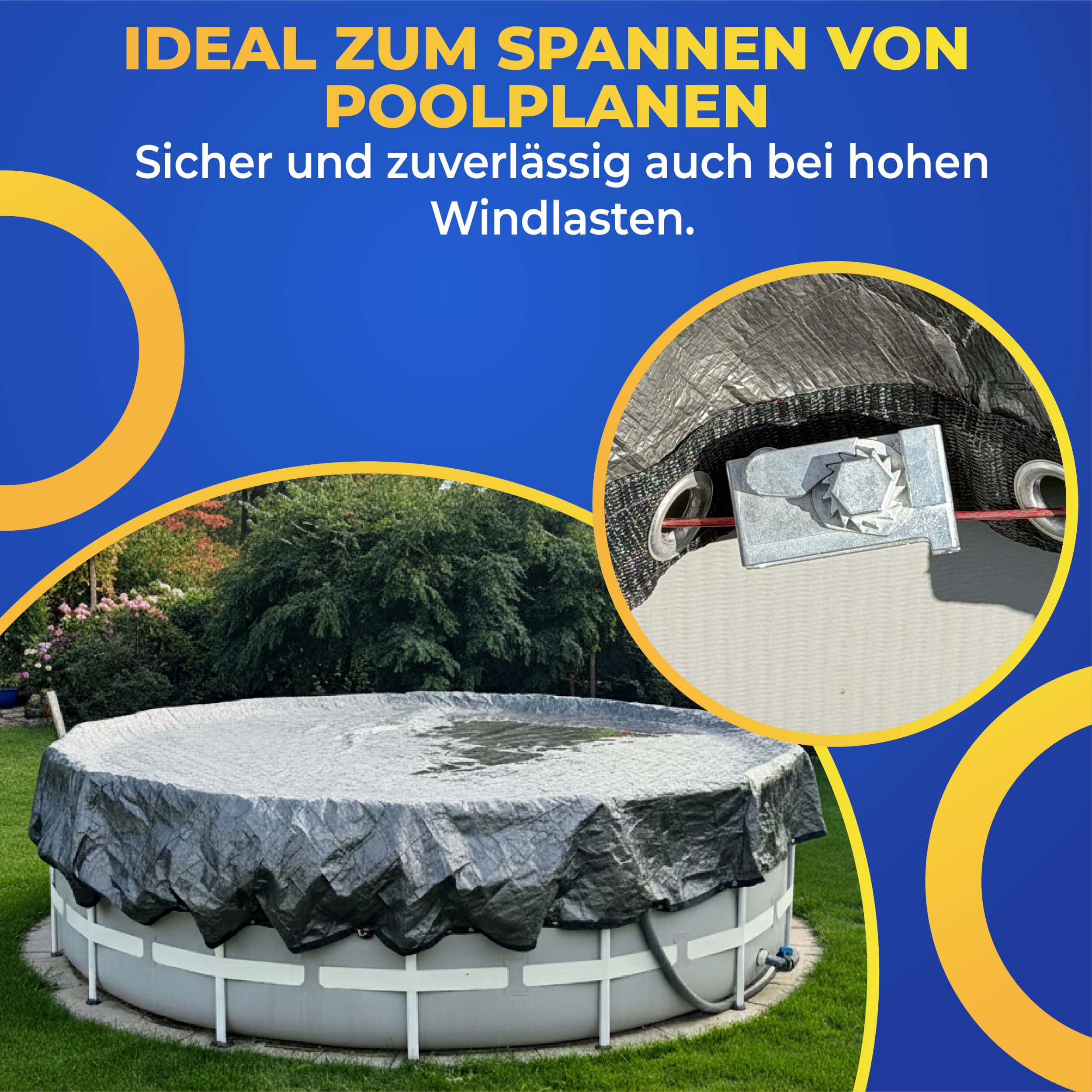 Drahtspanner 2er-Set aus Zinkdruckguss – sturmsicher, nachspannbar ohne Durchtrennen, Made in Germany – für Poolplane, Poolabdeckung, Zaun & Drahtseil – PoolMarie