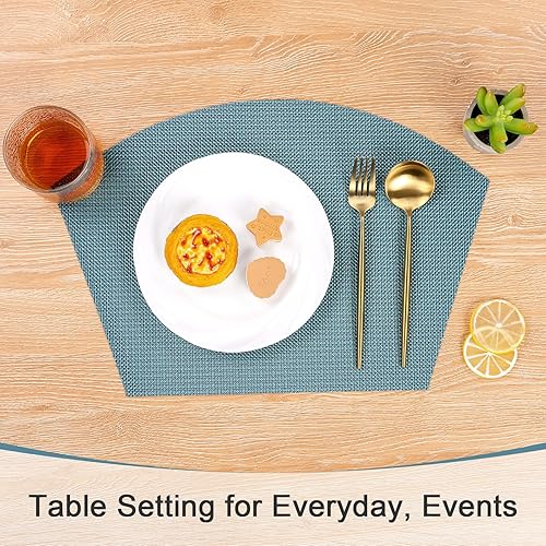 Miniatura 161 de SHACOS - Manteles individuales de PVC para mesas redondas, manteles individuales con curvatura, antideslizantes, resistentes al calor, de vinilo,