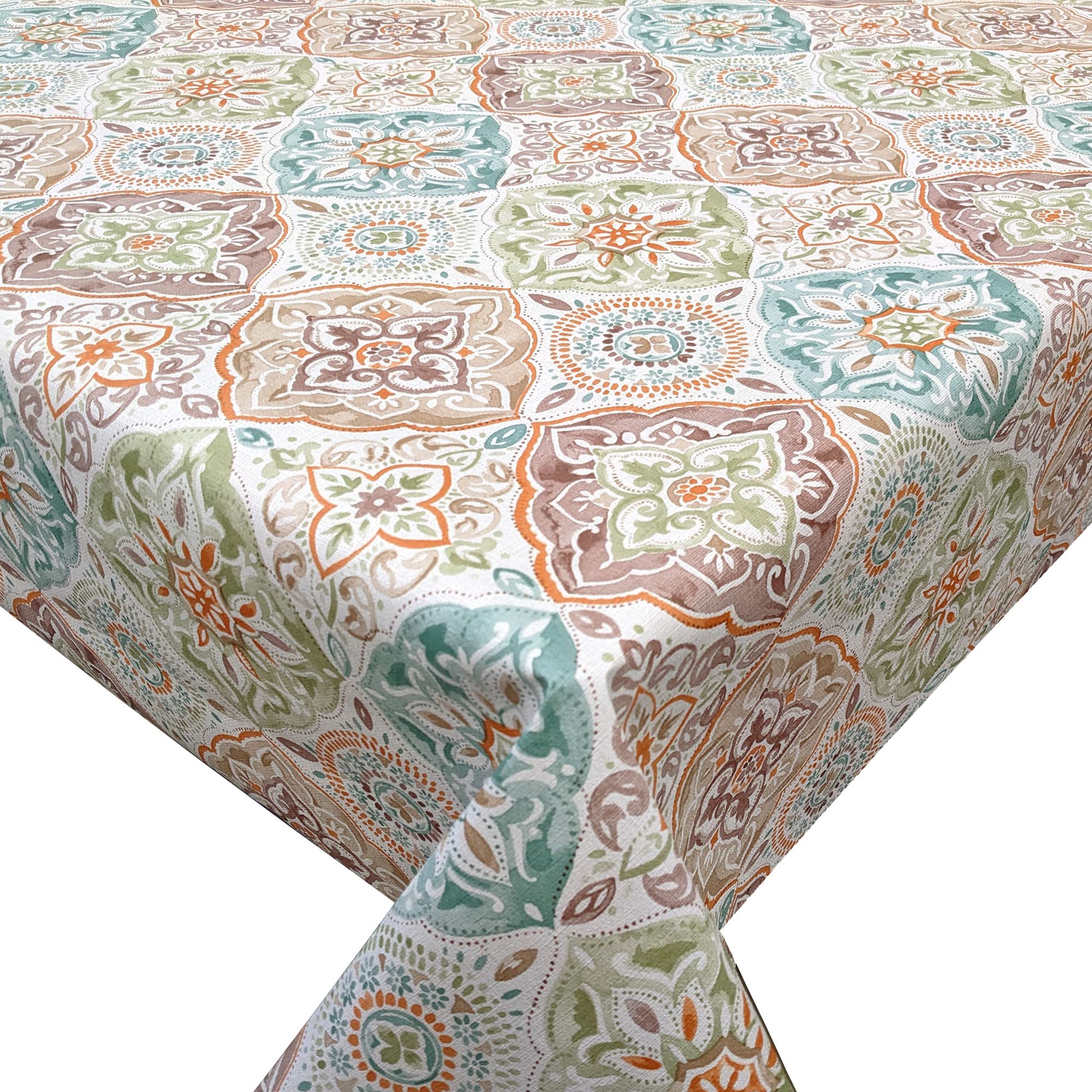 QPC DirectMoroccan Mosaic Multi PVC Oilcloth Table Cover Vinyl Tablecloth (140cm x 180cm)