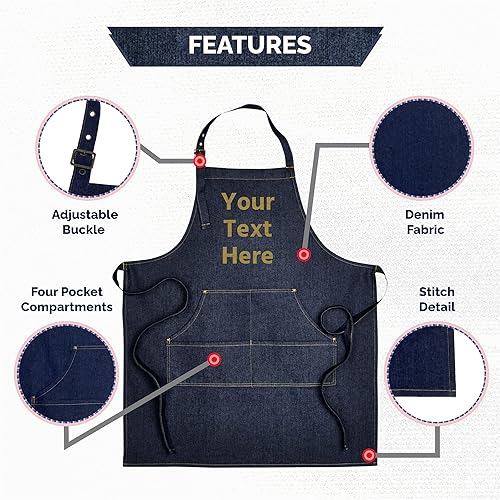 Miniatura 3 de Hot4TShirts Delantal de mezclilla personalizado - Delantales de Jean por encargo para mujeres y hombres