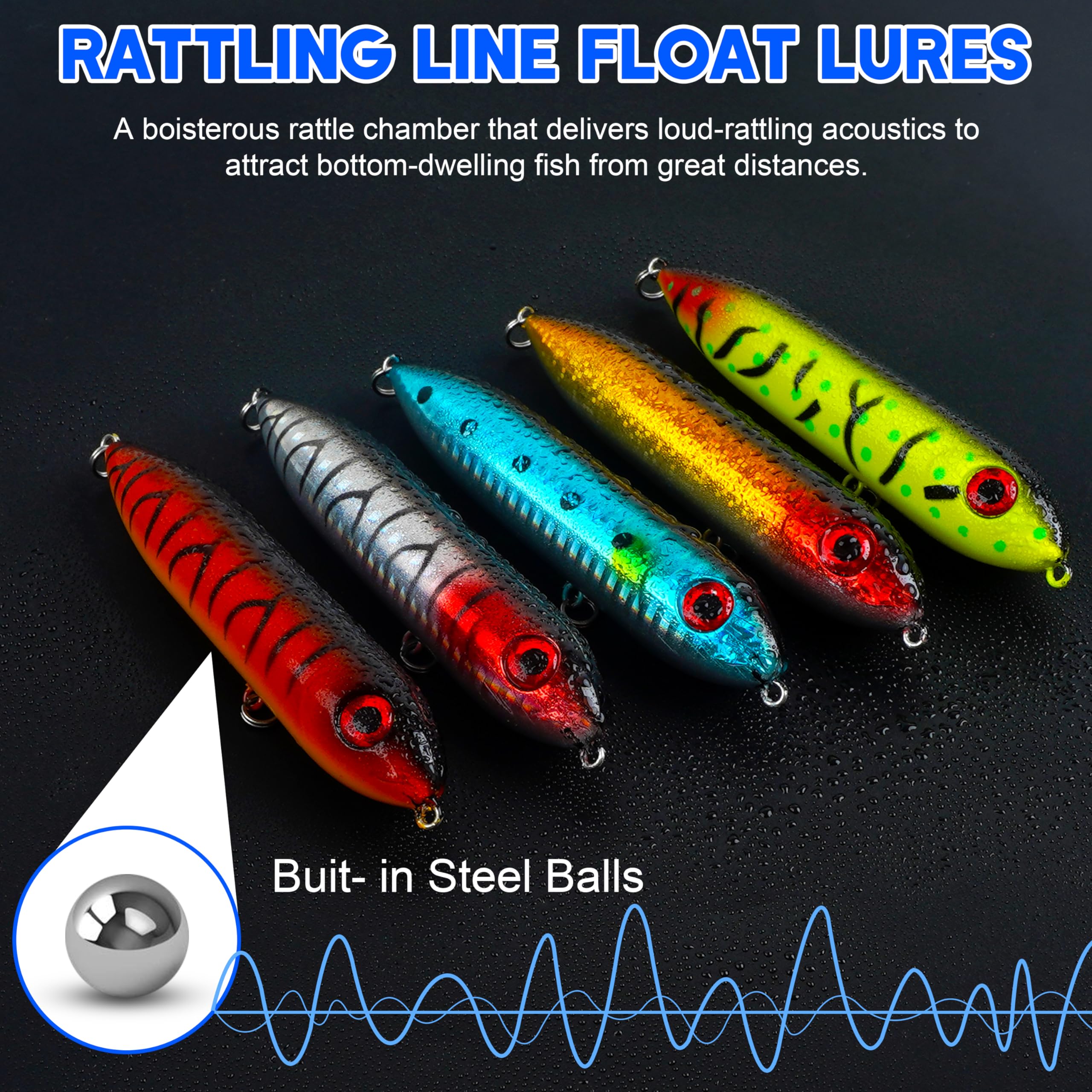 Catfish Rattling Line Float Lure for Catfishing, Demon Dragon Style Catfish Spook Rattle Floats for Santee Cooper Rig Catfishing Tackle 10pcs