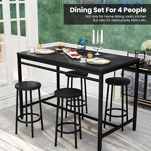 Miniatura 3 de Recaceik Juego de mesa de comedor de bar para 4, mesa de bistró de cocina y sillas para 4, moderno juego de mesa de cocina y comedor, mesa de altura