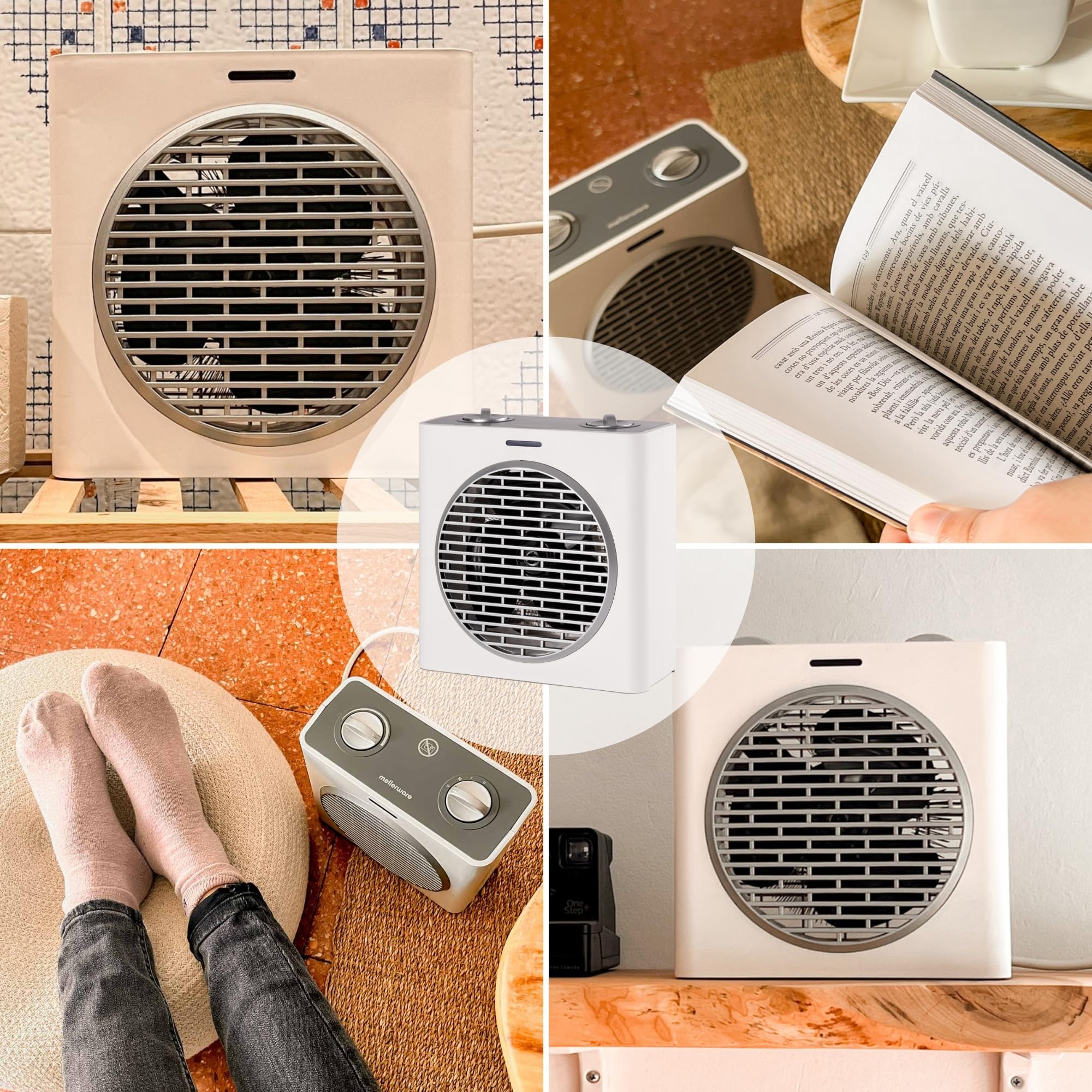 Mellerware - Termoventilatore Elettrico Homy! 2000W | 3 Livelli di Potenza | Calore Immediato | Termostato Regolabile | Spegnimento di Sicurezza | Adatto ai Bagni | IP24 | Sistema Antiribaltamento