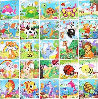 25 Pack Kids Toddler Puzzles Ages 2-4 Wooden Kids Puzzles for Toddlers 16/20 Pieces Wooden Jigsaw Puzzles for Kids 2 3 4 5 Year Old Preschool Puzzles Toy Gift