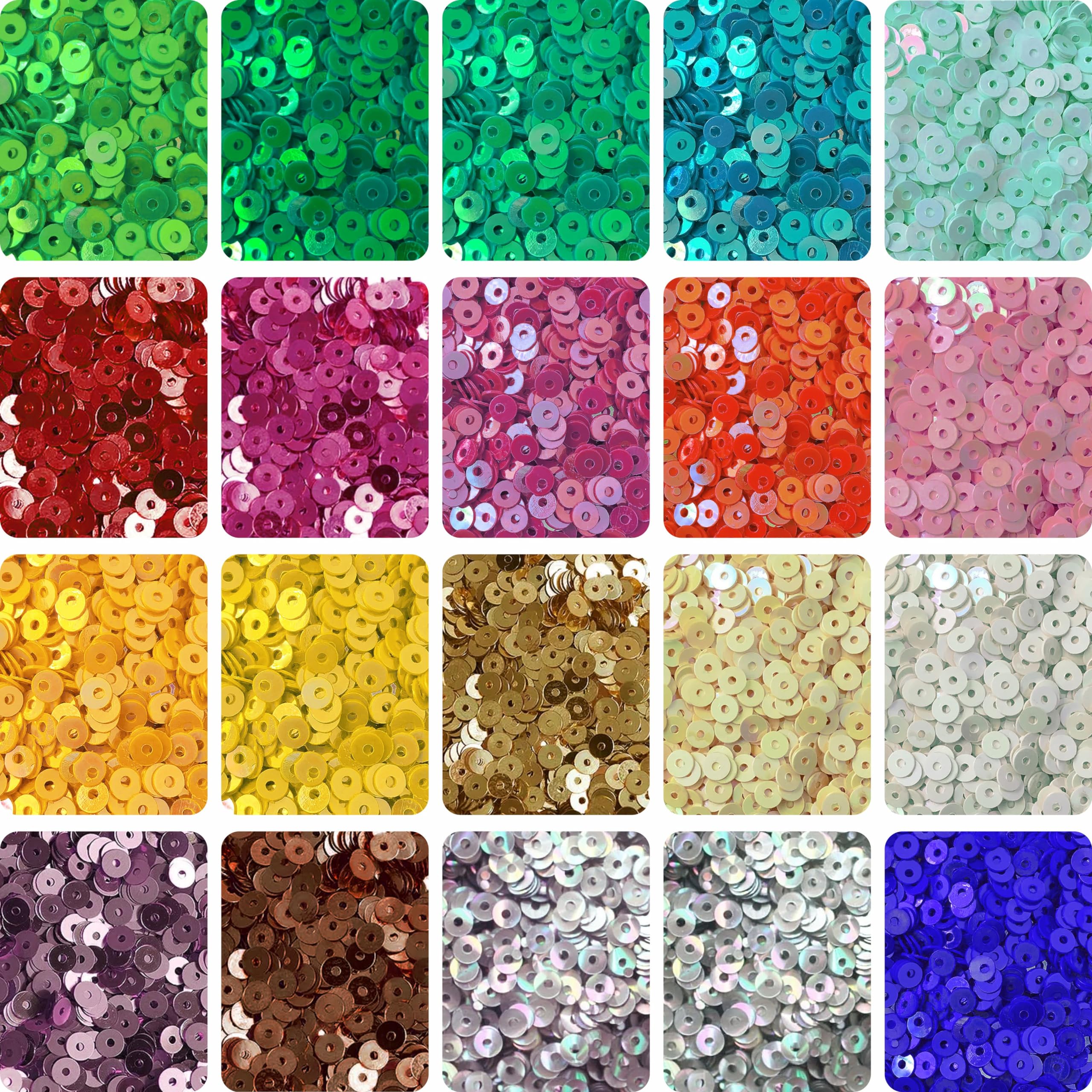 INDIKONB Multicolour Sequin/Sequence 4mm - Pack of 3000 Shiny Sparkle Sitara