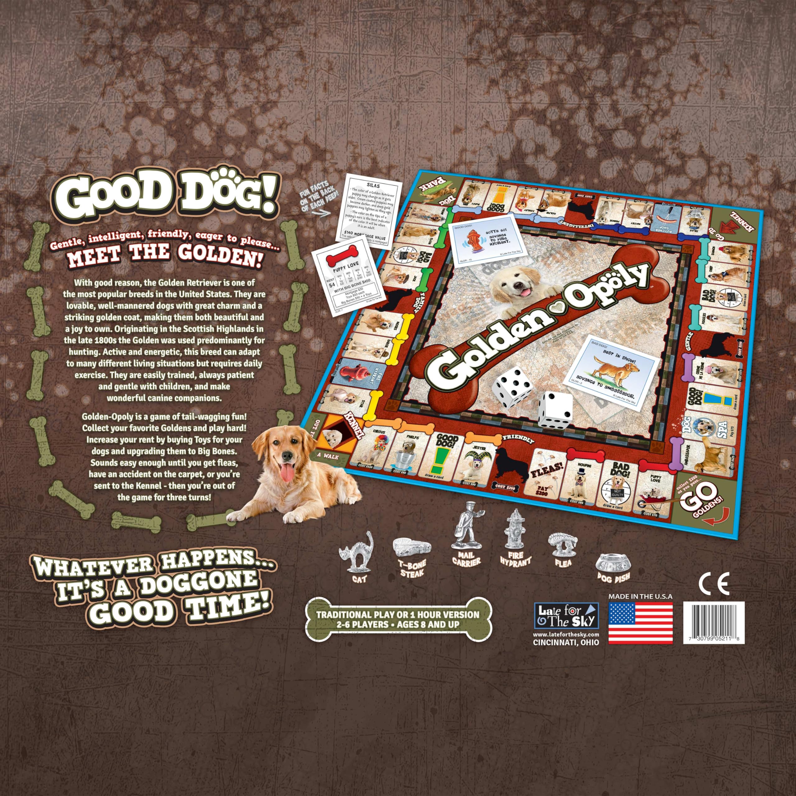 Amazon.com: Late for The Sky Golden Retriever-Opoly Dog Board Game