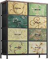 Vista 18 de WLIVE - Cómoda de tela para dormitorio, cómoda alta con 8 cajones, torre de almacenamiento con contenedores de tela, cómodas dobles, cómoda