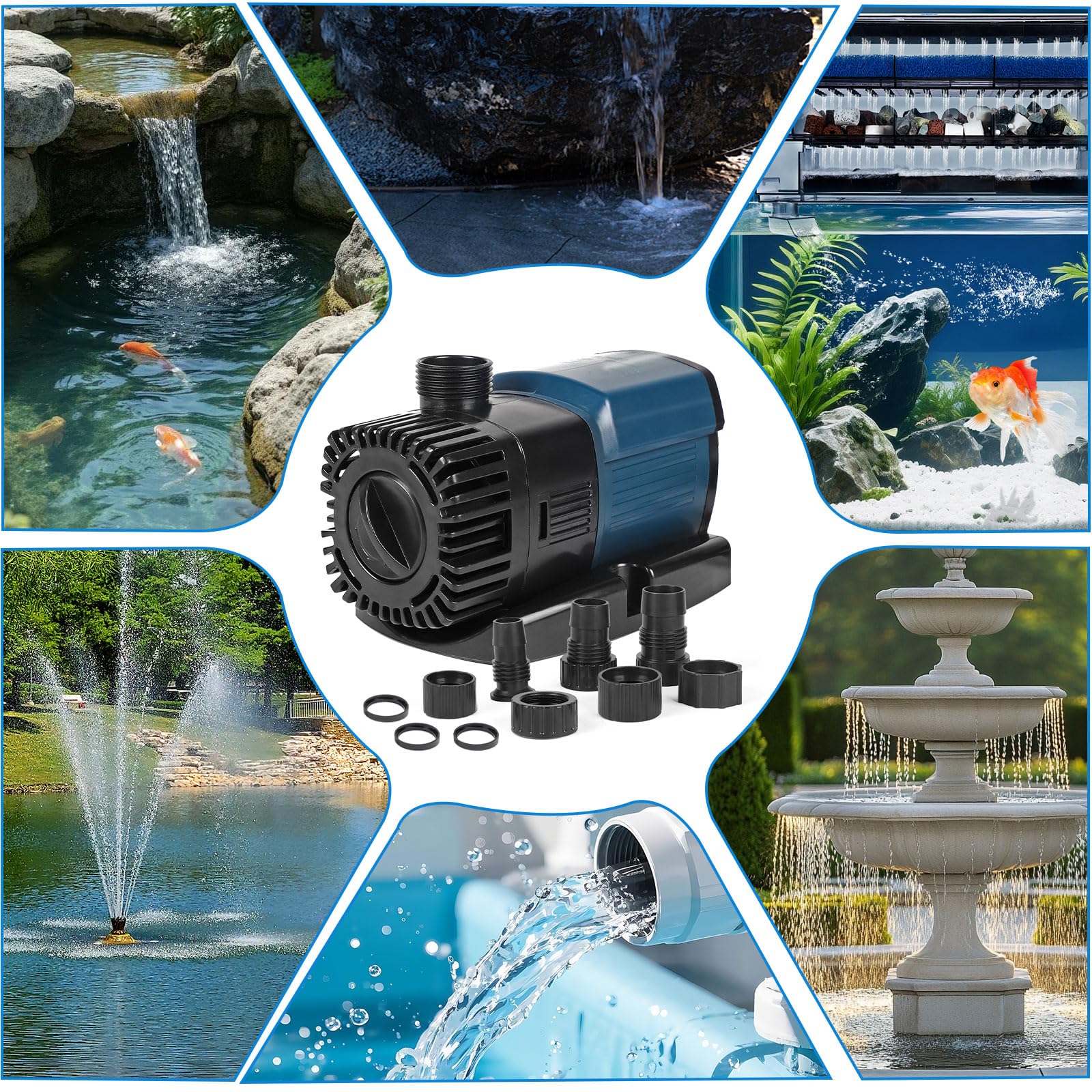 SWAWIS Pompa do oczka wodnego z filtrem, 11 W, 1800 l/h, energooszczędna pompa do akwarium, maks. wysokość tłoczenia 2,2 m, długość kabla 10 m, pompa zanurzeniowa, pompa fontannowa, pompa strumieniowa