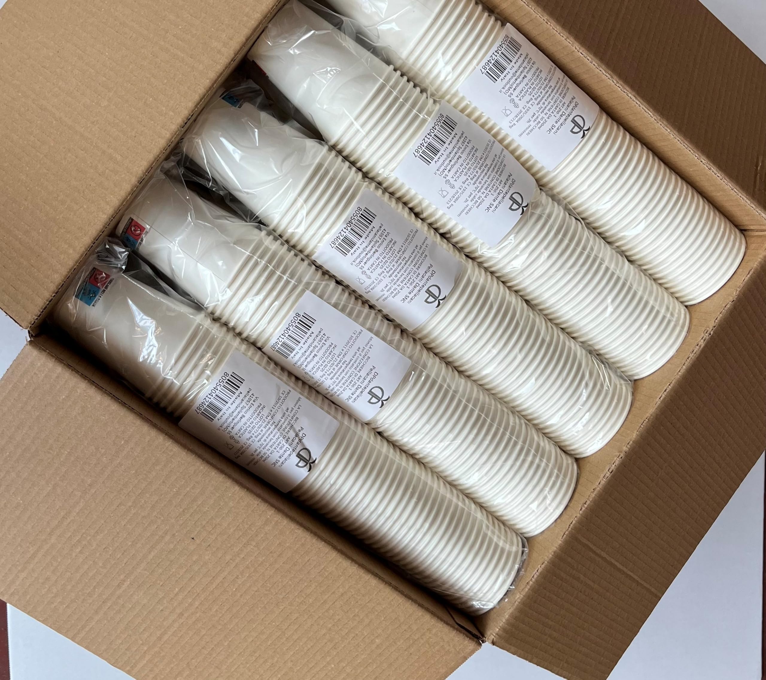 1000 Bicchieri in Carta per acqua bibite caffé americano cappuccino capacità 240 ml / 250 ml Colore Bianco biodegradabili cartoncino Bicchiere Medio Cartoncino 8oz Bar Ristorante