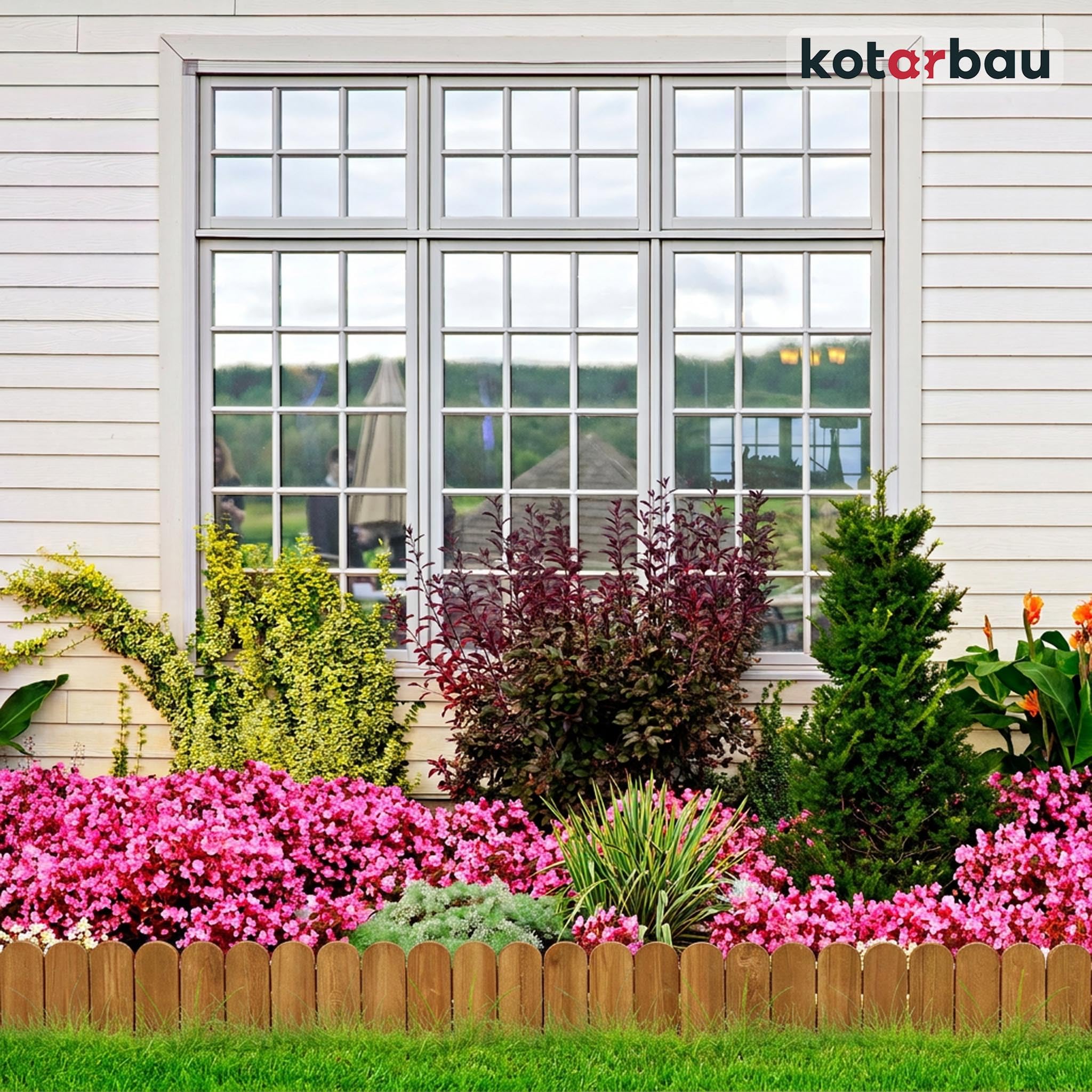 KOTARBAU® Bordure Jardin Exterieur Bois - 200 x 20 cm - Cloture Bois Jardin - Chêne - Palissade Flexible - Décoration