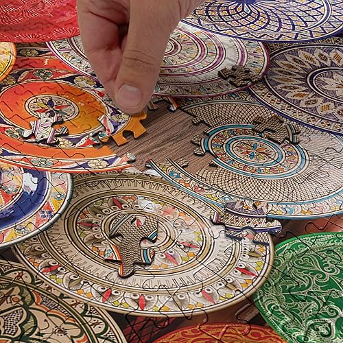 Miniatura 4 de Ambesonne Rompecabezas marroquí para adultos, platos coloridos tradicionales hechos a mano en el mercado en Marrakech, calidad de reliquia, cartón