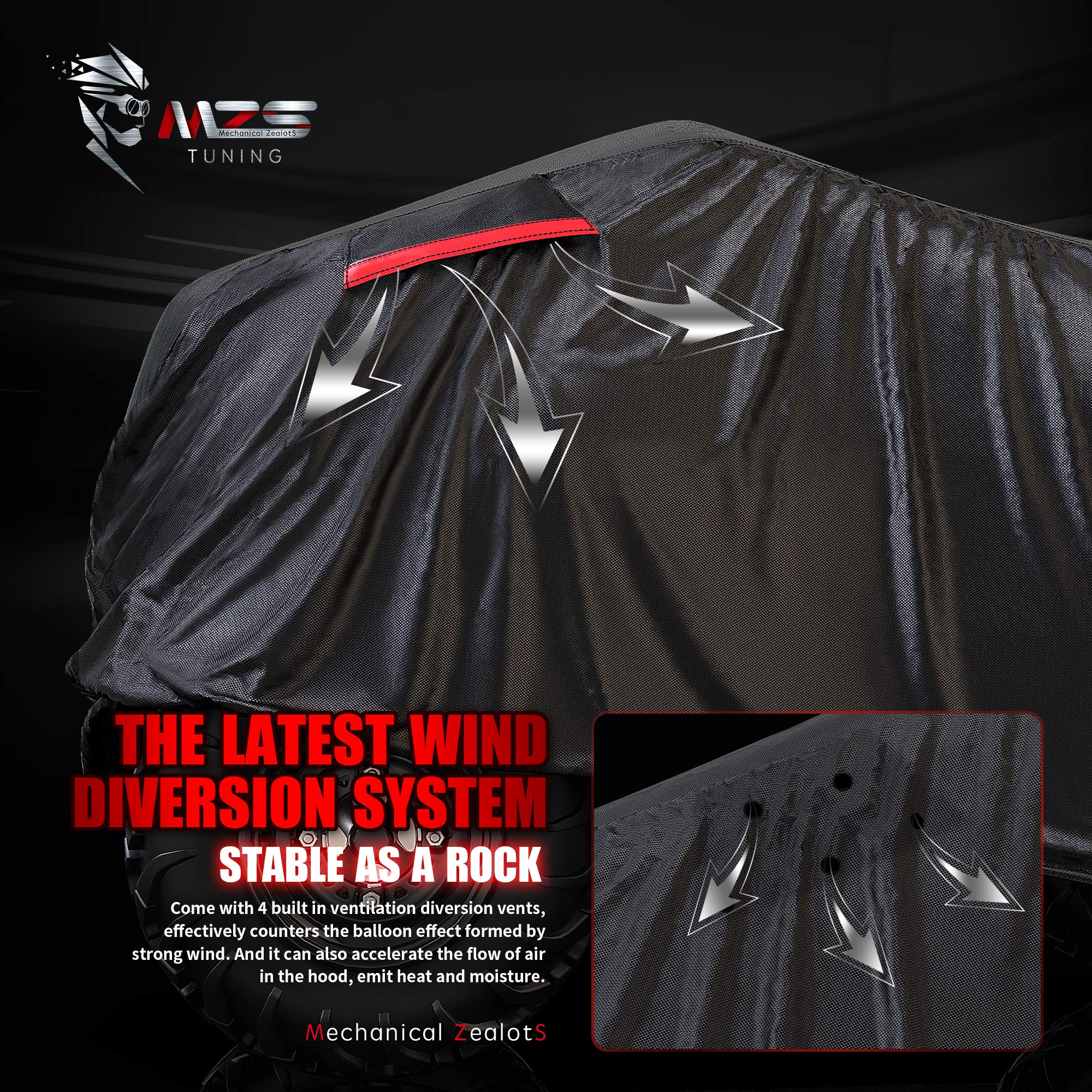 MZS All-Weather ATV Cover - Waterproof, Windproof, Fits Up To 101"; Includes Vents & Reflective Strips - View #12