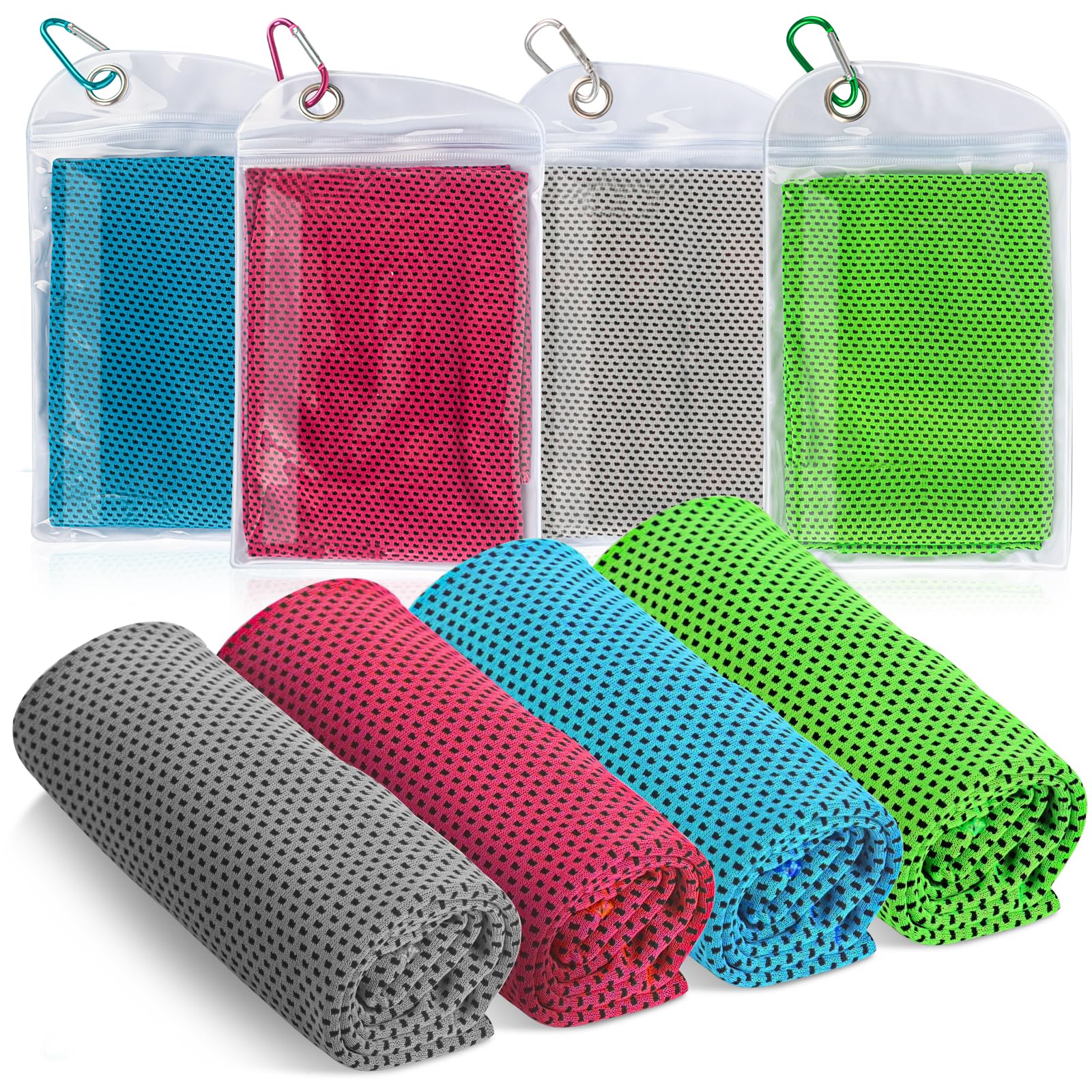 Lot de 4 serviettes rafraîchissantes à séchage rapide - Grande serviette rafraîchissante pour le fitness et le sport - 30 x 100 cm (B)