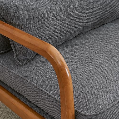 Vista 31 de Silla decorativa con respaldo medio, respaldo inclinado, cómodo cojín extraíble, asiento tapizado, sillón de mediados de siglo, sillón de ocio