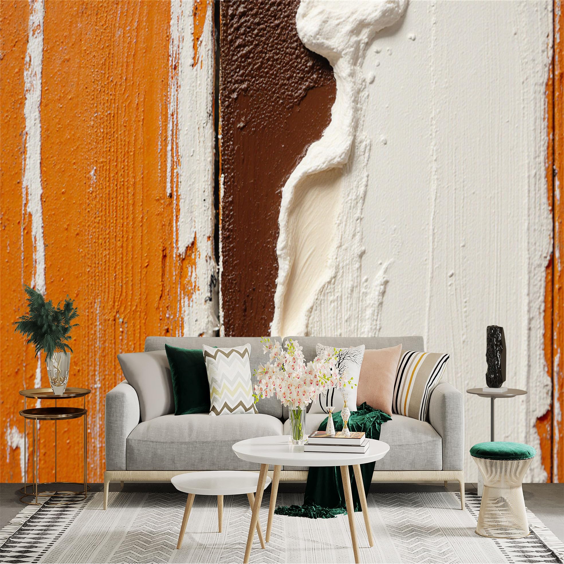 Custom Size Wall Sticker Mural， Abstract Heavy Texture Oil Painting， Thick Impasto Brushstrokes， Artistic Earth Tone Palette， Modern Minimalist Wall Art， For wall decoration， peelandstick wall decals.