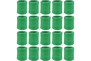 10 Pairs Green Sweatbands for Kids